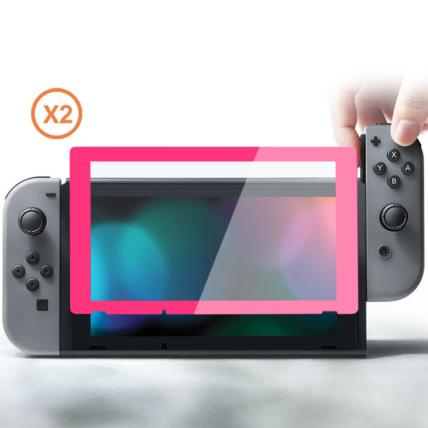 eXtremeRate Nintendo Switch用透明HD強化ガラススクリーン保護フィルム2枚セット【ローズレッド】