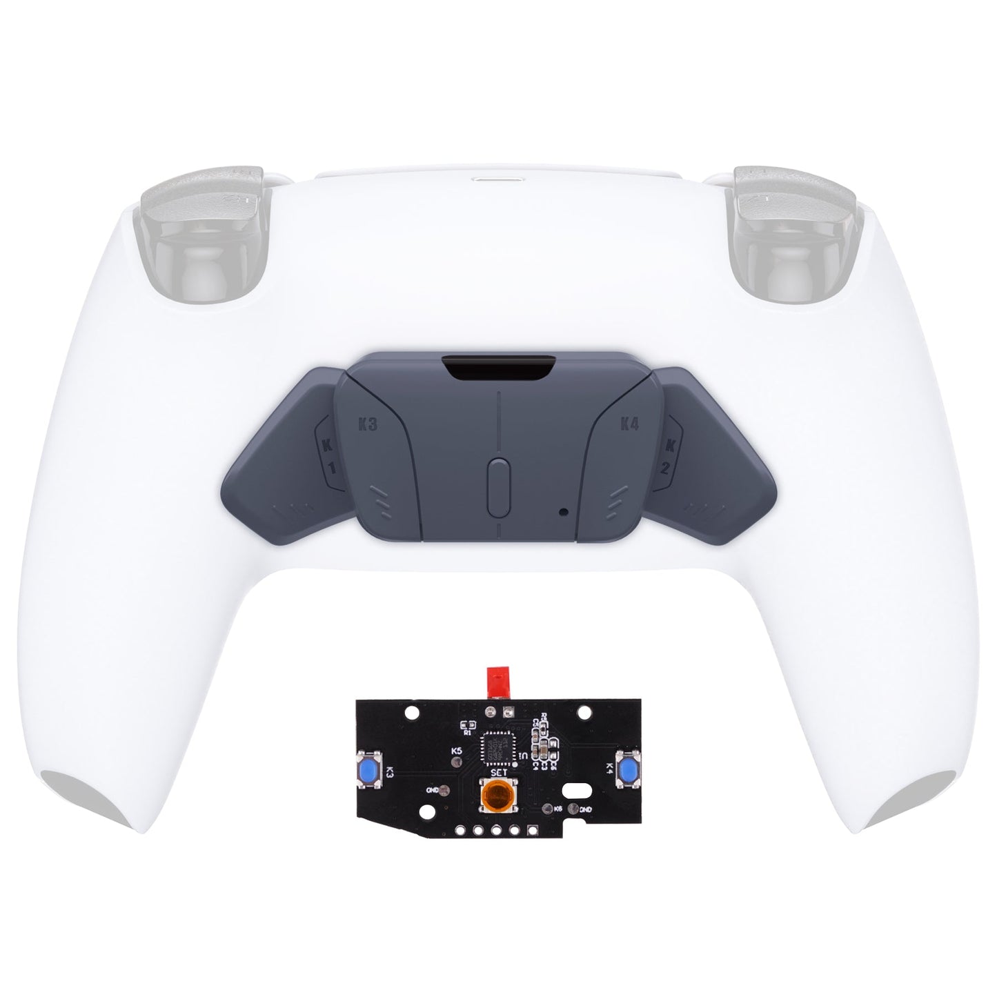 eXtremeRate RISEをRISE4キットに変更-PS5コントローラー対応eXtremeRate RISE & RISE4リマップキット対応用再設計されたK1 K2 K3 K4バックボタンハウジング&リマップPCBボード【ティントゥーラ ネーラ】