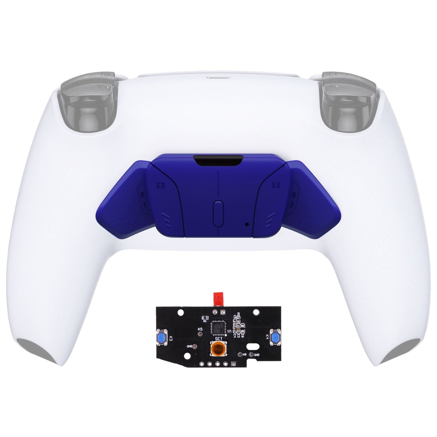 eXtremeRate RISEをRISE4キットに変更-PS5コントローラー対応eXtremeRate RISE & RISE4リマップキット対応用再設計されたK1 K2 K3 K4バックボタンハウジング&リマップPCBボード【深い青紫色】