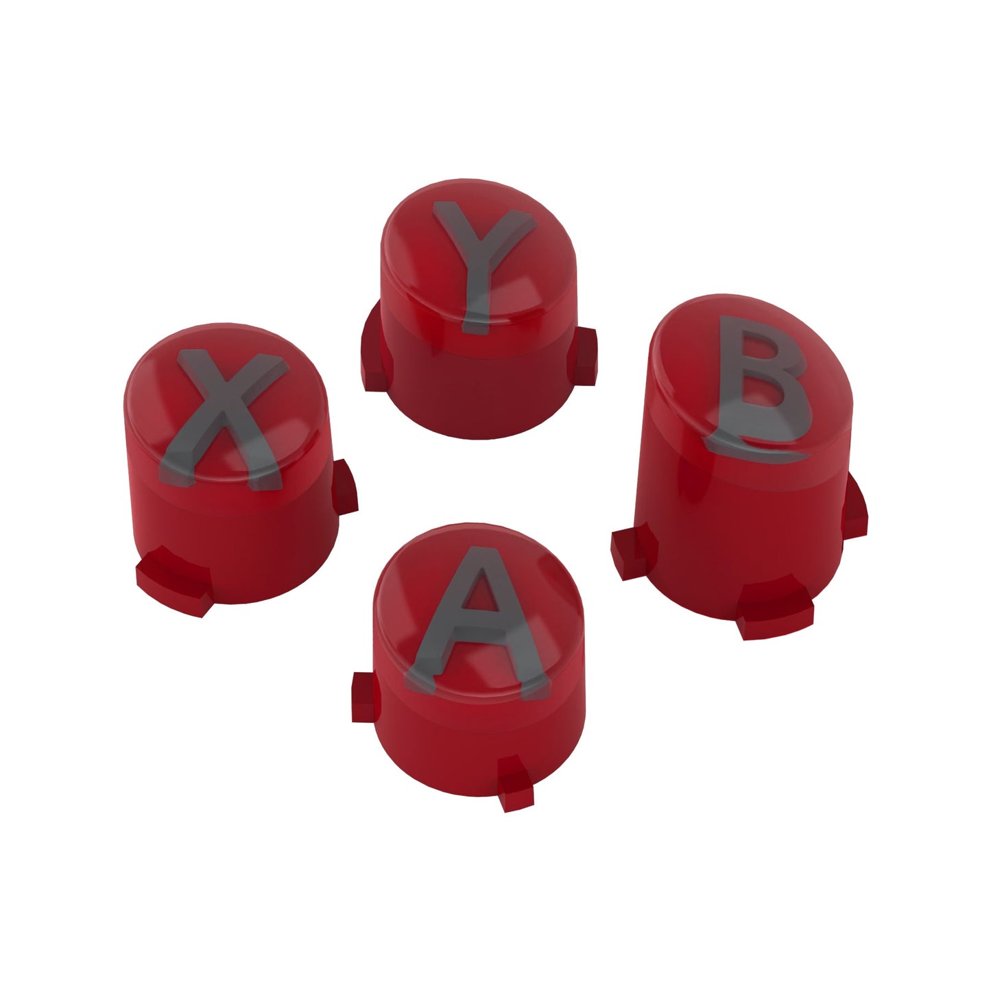 eXtremeRate Xbox Series X/Sコントローラー & Xbox One X/S & Xbox One Elite V1/V2コントローラー用三色ABXYアクションボタン(クラシックシンボル付き)【カーマインレッド&クリア&グレー】