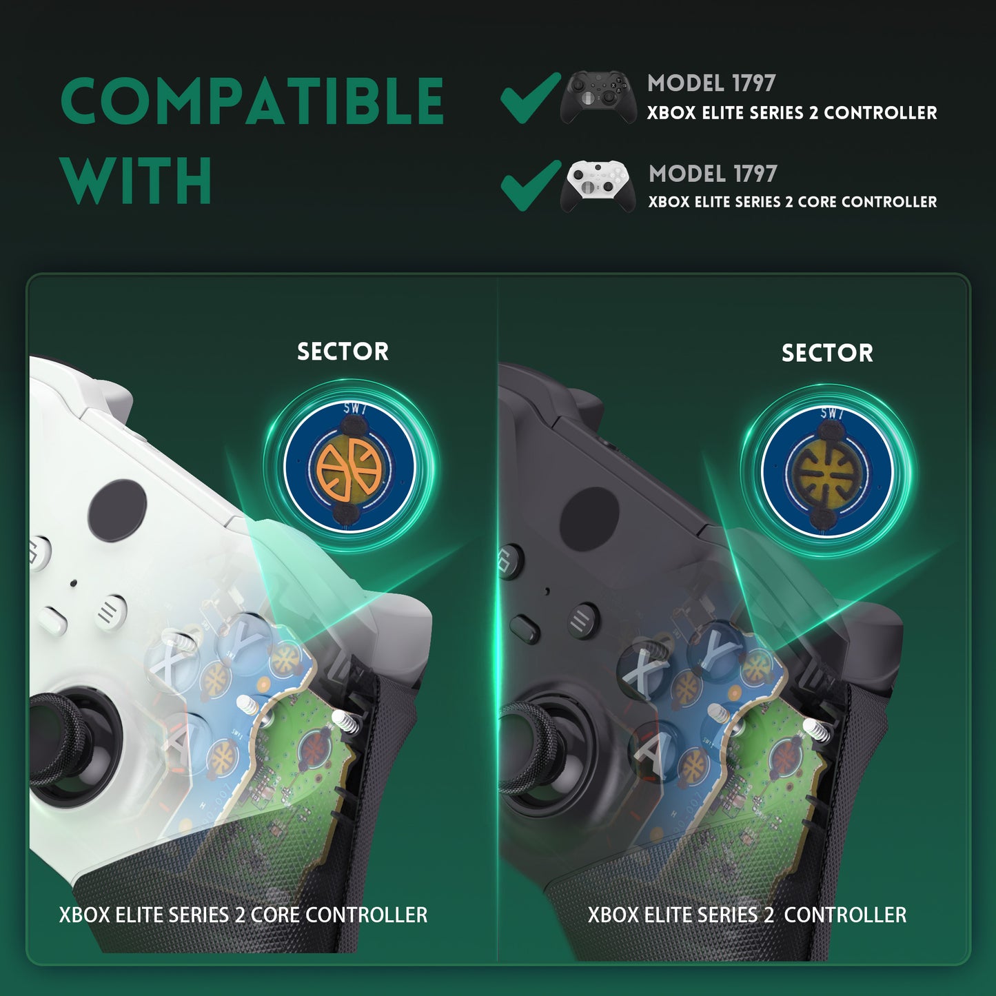 eXtremeRate Xbox Elite Series 2&Elite 2 Coreコントローラー(モデル1797)用Whole Clicky キット、ショルダーボタンおよび ABXY ボタン用、エルゴノミクス設計のタクタイルスイッチ LT RT A B X Y マウスクリックキット