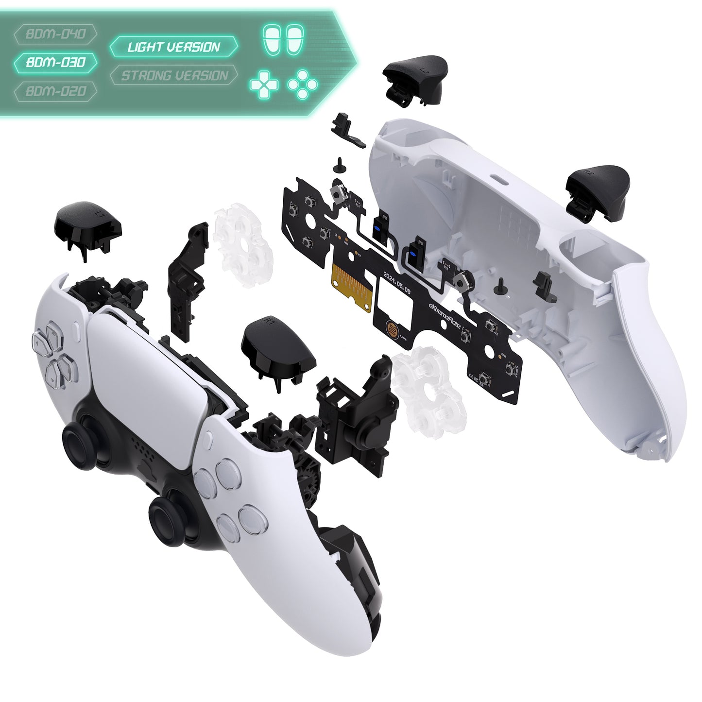 eXtremeRate PS5コントローラーBDM-030対応用ライトバージョンホールクリッキーキット、ps5コントローラー向けカスタムマイクロスイッチL2R2フェイスボタンクリッキ―キット&タクティルL1R1マウスクリック