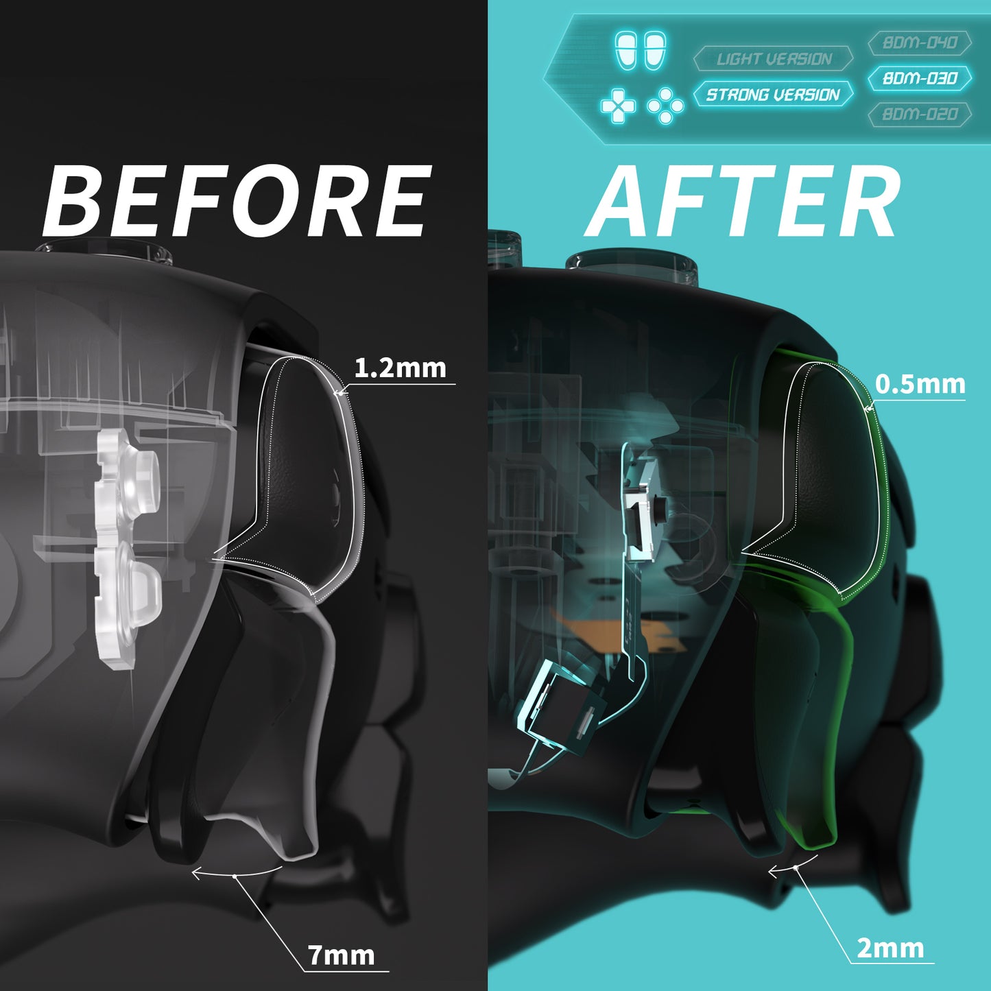 eXtremeRate PS5コントローラーBDM-030対応用ストロングバージョンホールクリッキーキット、ps5コントローラー向けカスタムマイクロスイッチL2R2フェイスボタンクリッキ―キット&タクティルL1R1マウスクリック