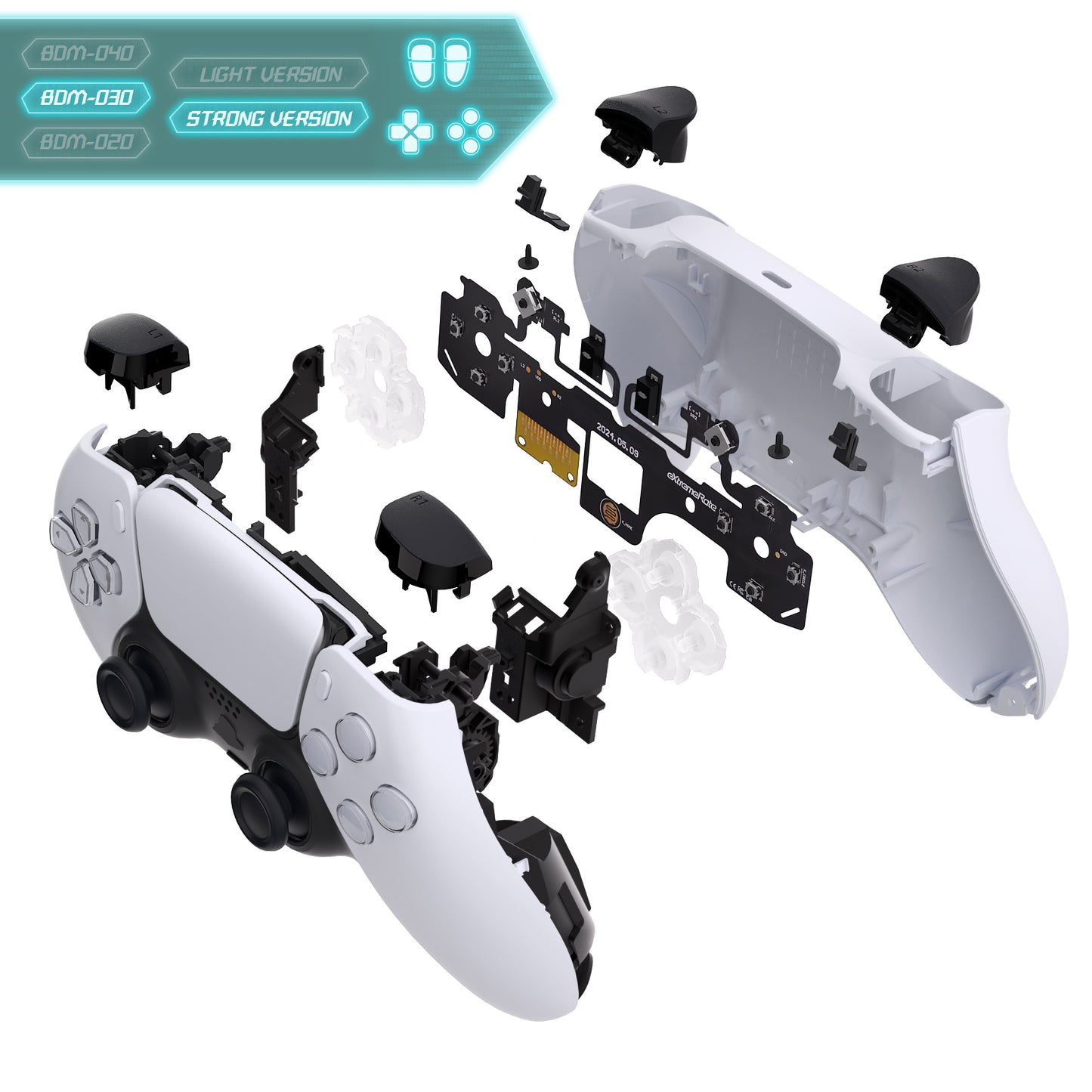 eXtremeRate PS5コントローラーBDM-030対応用ストロングバージョンホールクリッキーキット、ps5コントローラー向けカスタムマイクロスイッチL2R2フェイスボタンクリッキ―キット&タクティルL1R1マウスクリック