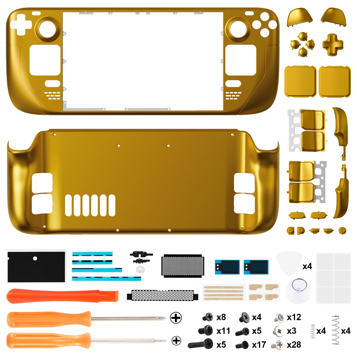 eXtremeRate スチームデックLCD対応用カスタムフルセットボタン付きシェル【クロームゴールド】