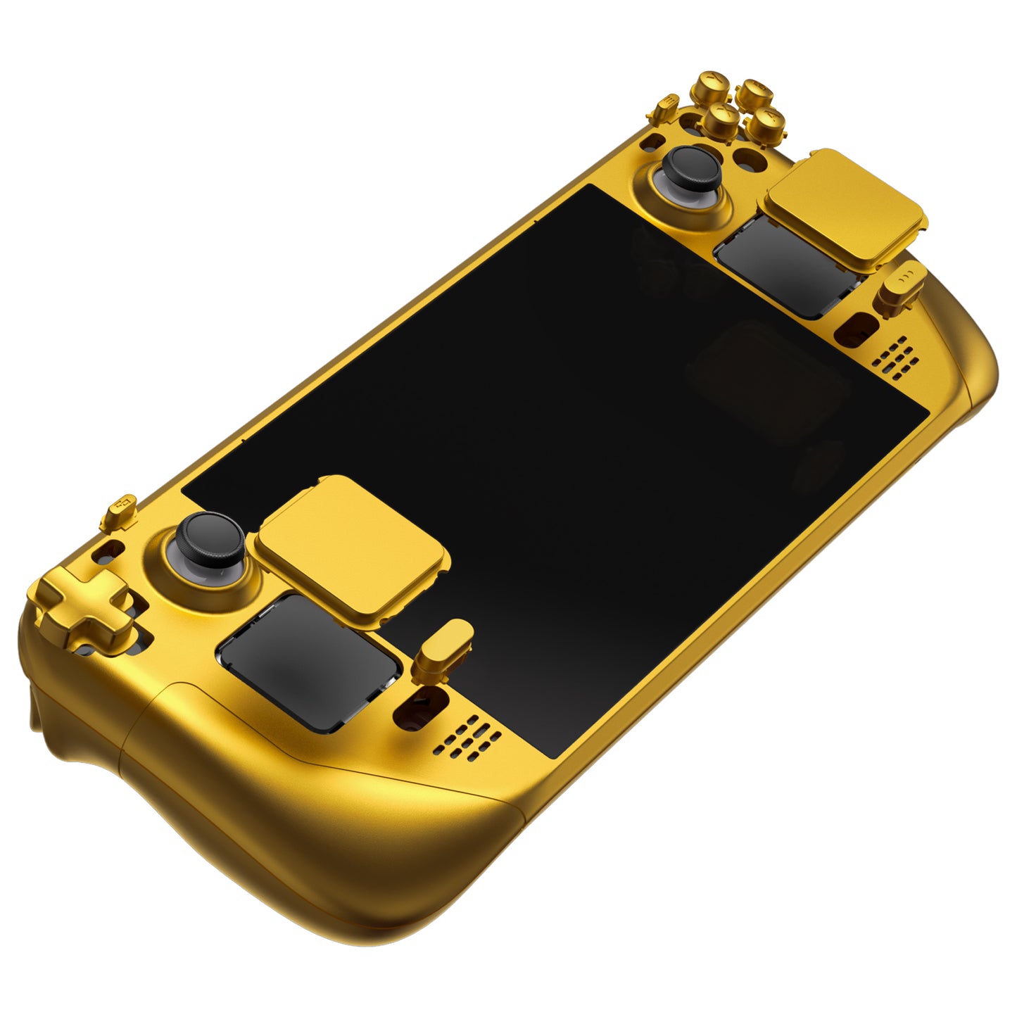 eXtremeRate スチームデックLCD対応用カスタムフルセットボタン付きシェル【クロームゴールド】