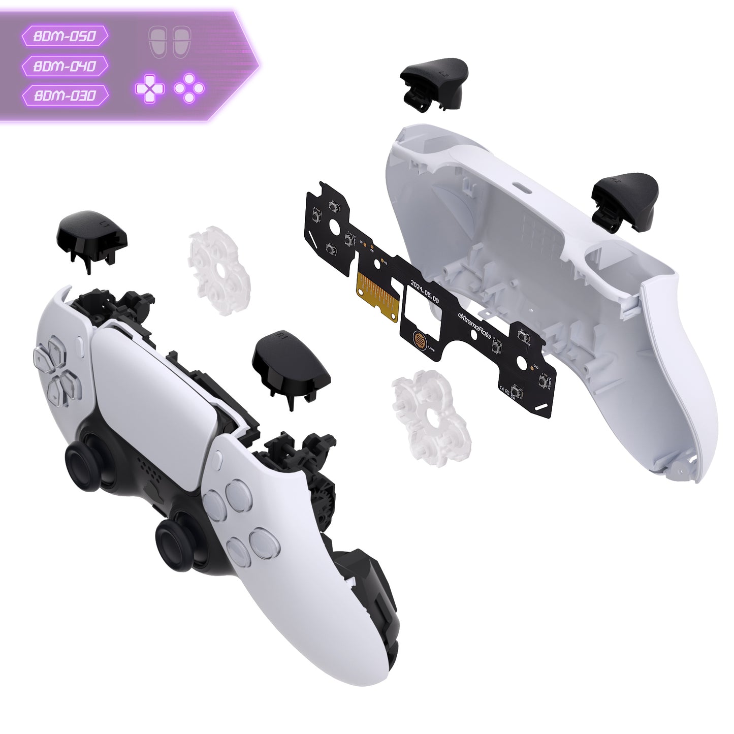 eXtremeRate PS5コントローラーBDM-030&BDM-040対応用カスタム触覚十字キー&アクションボタンフェイスクリッキーキットV3