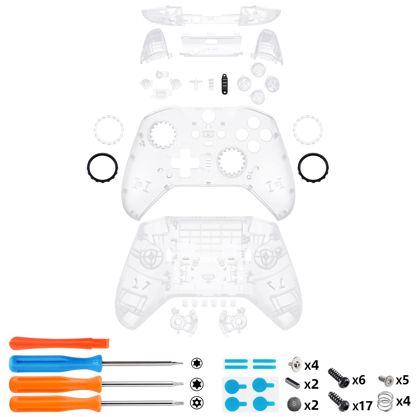 eXtremeRate Xbox One Elite Series 2&Elite 2 Coreコントローラー(モデル1797)用交換 フルセットシェル&ボタン【クリア】
