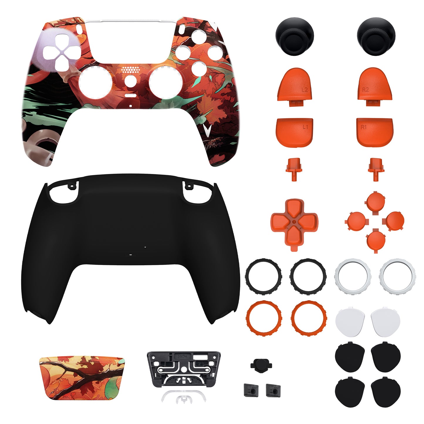 eXtremeRate PS5コントローラーBDM-030/040対応LUNA再設計交換対応用フルセットシェル&ボタン【紅葉の印象】
