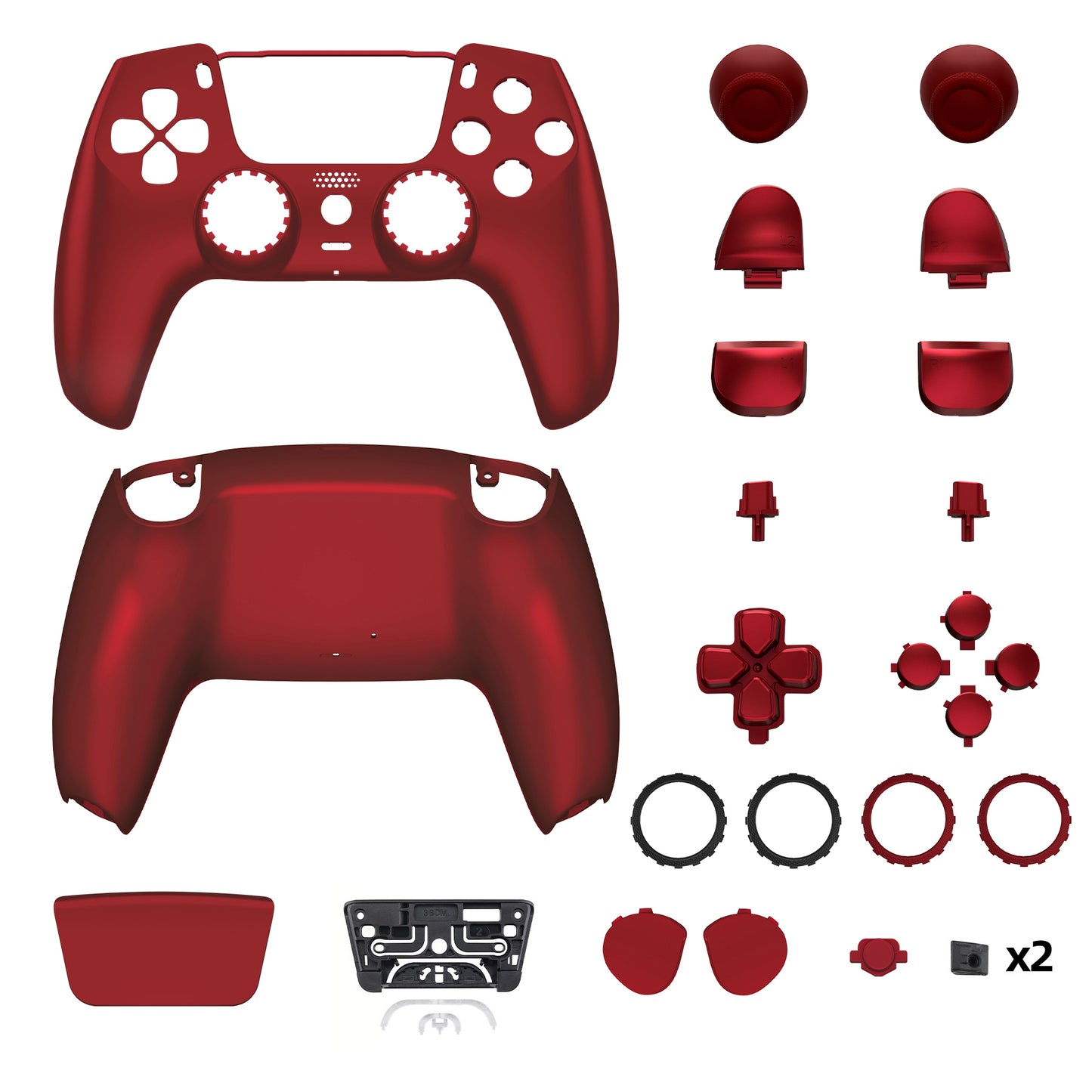 eXtremeRate LUNA Redesigned Replacement Full Shell & Button Set for PS5 Controller BDM-030/040/050 (Scarlet Red)