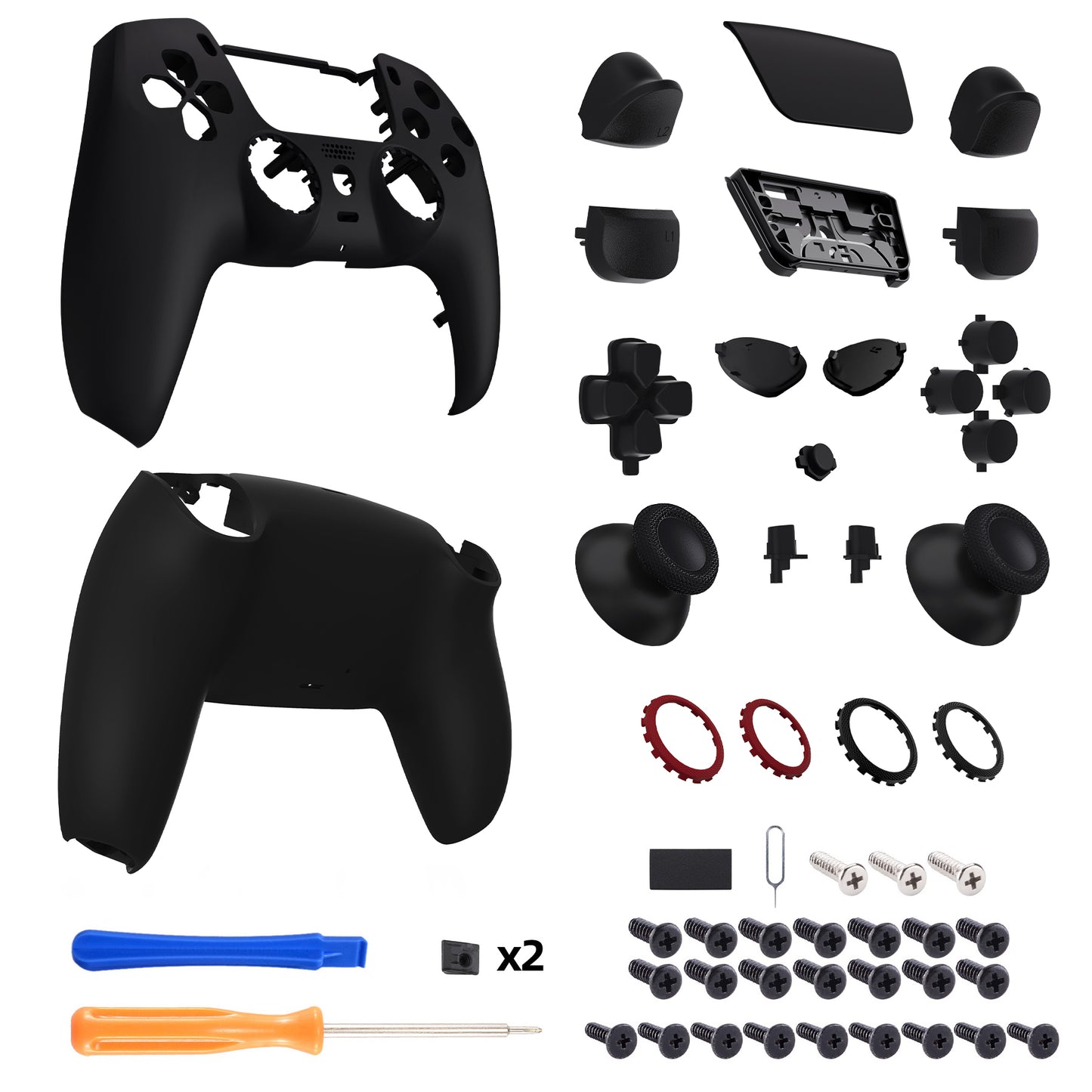 eXtremeRate PS5コントローラーBDM-030/040/050対応LUNA再設計交換対応用フルセットシェル&ボタン【ブラック】
