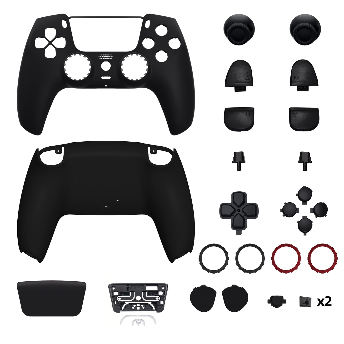 eXtremeRate PS5コントローラーBDM-030/040/050対応LUNA再設計交換対応用フルセットシェル&ボタン【ブラック】