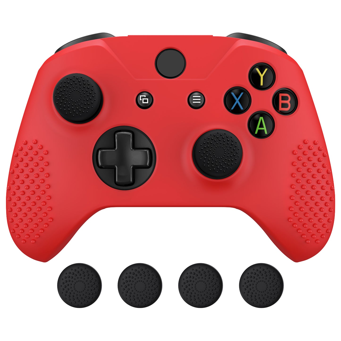 eXtremeRate PlayVital Xbox One X&Sコントローラー用滑り止め保護シリコンケースサムグリップキャップ付き【レッド】