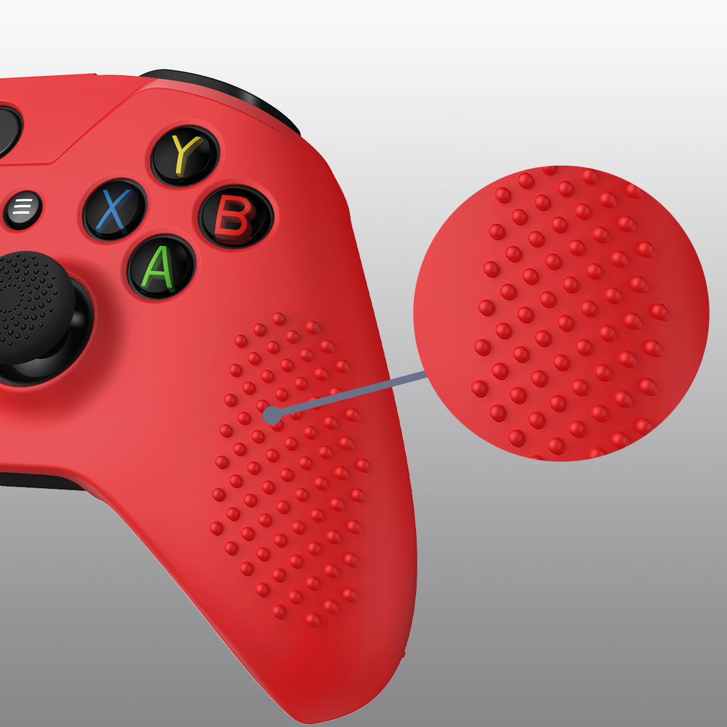 eXtremeRate PlayVital Xbox One X&Sコントローラー用滑り止め保護シリコンケースサムグリップキャップ付き【レッド】