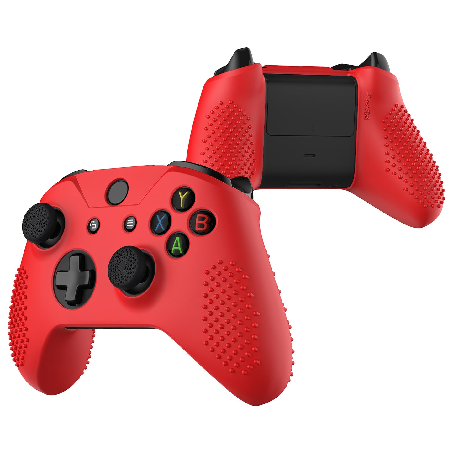 eXtremeRate PlayVital Xbox One X&Sコントローラー用滑り止め保護シリコンケースサムグリップキャップ付き【レッド】