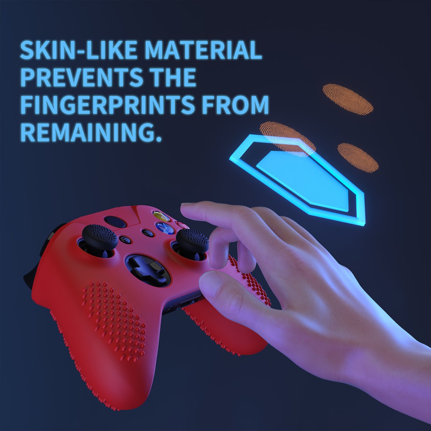 eXtremeRate PlayVital Xbox One X&Sコントローラー用滑り止め保護シリコンケースサムグリップキャップ付き【レッド】