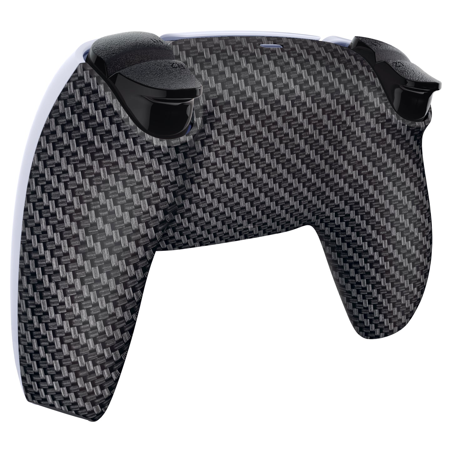 eXtremeRate PS5コントローラーBDM-010/020/030/040/050対応交換対応用バックハウジングボトムシェル【ブラックシルバーカーボンファイバー】