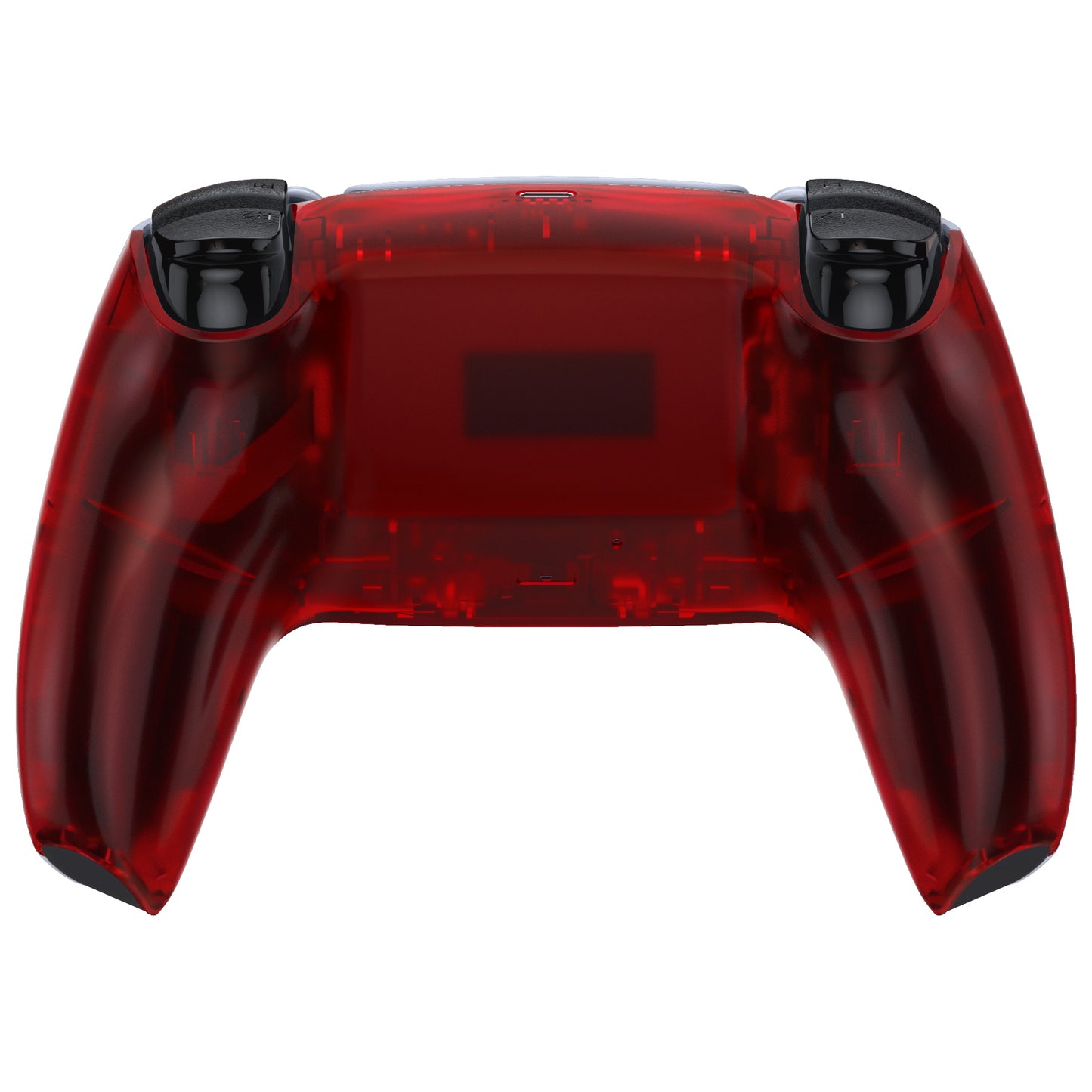 eXtremeRate PS5コントローラーBDM-010/020/030/040/050対応交換対応用バックハウジングボトムシェル【クリアレッド】
