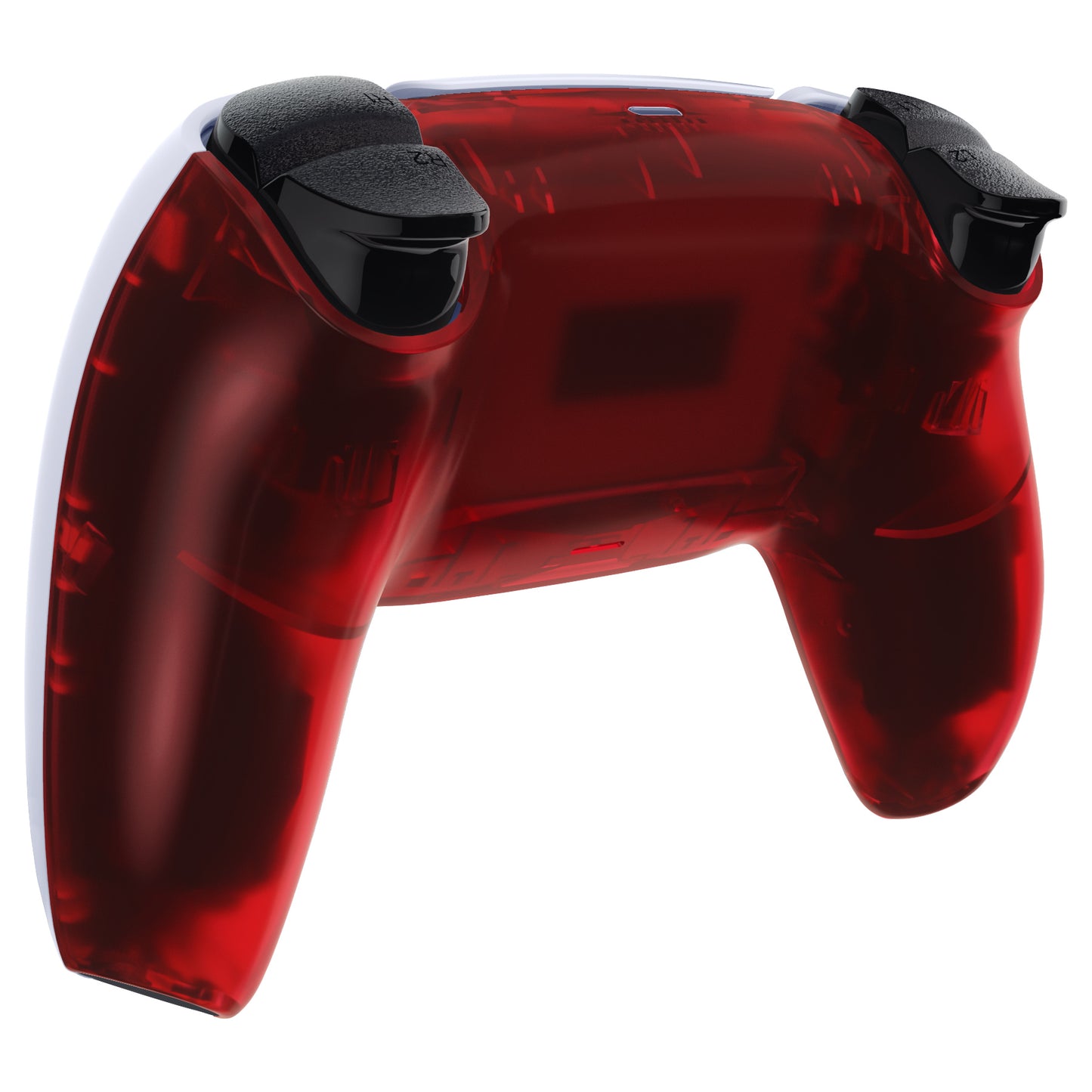 eXtremeRate PS5コントローラーBDM-010/020/030/040/050対応交換対応用バックハウジングボトムシェル【クリアレッド】