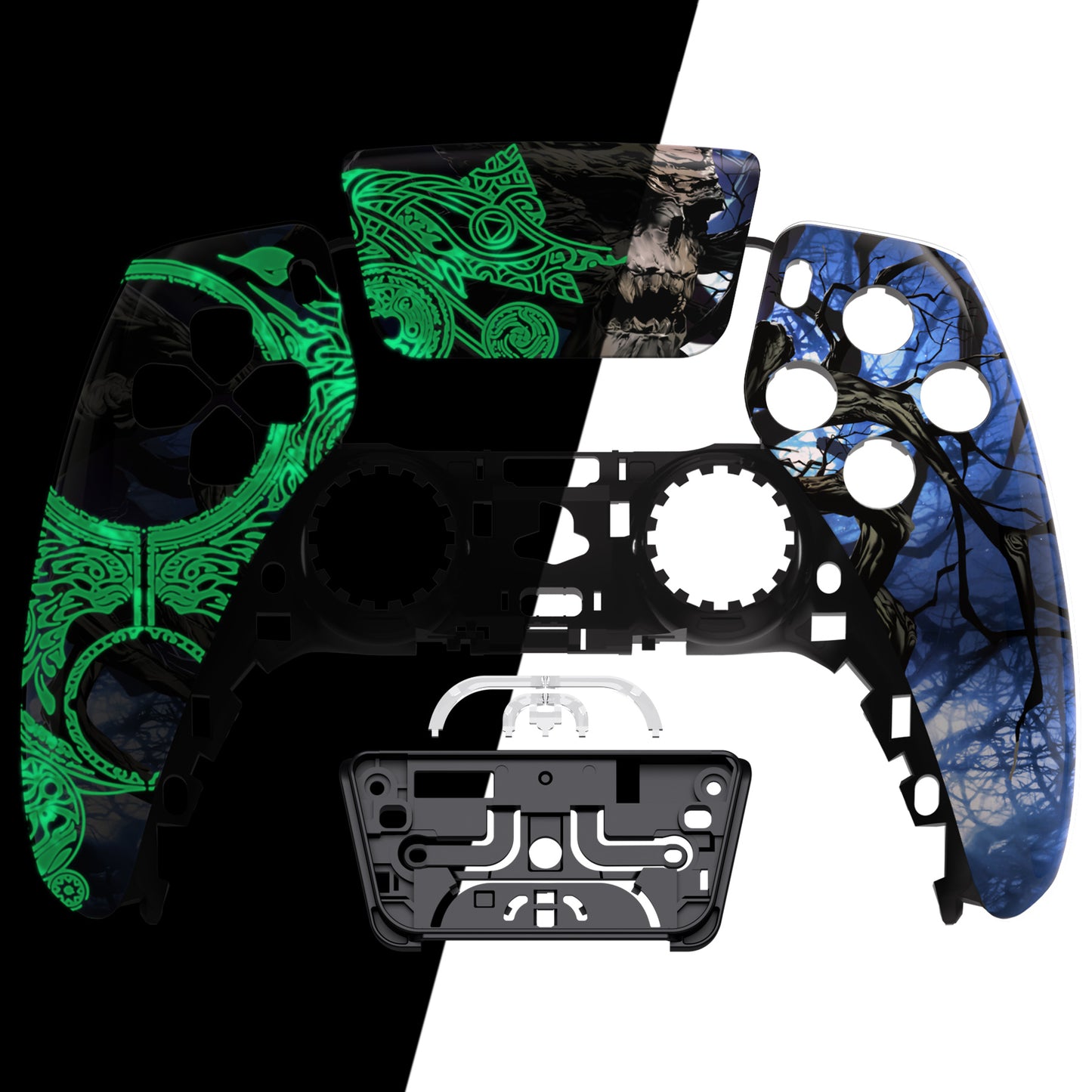 eXtremeRate PS5コントローラーBDM-010/020/030/040/050対応交換対応用フロントハウジングシェル&タッチパッド【暗闇で光る-大地の主の目覚め】