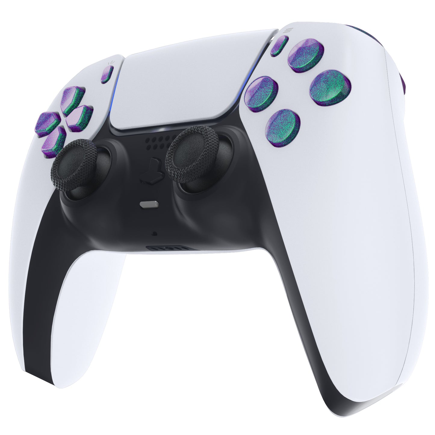 eXtremeRate PS5コントローラーBDM-010/020対応交換対応用フルセットボタン【カメレオングリーンパープル】