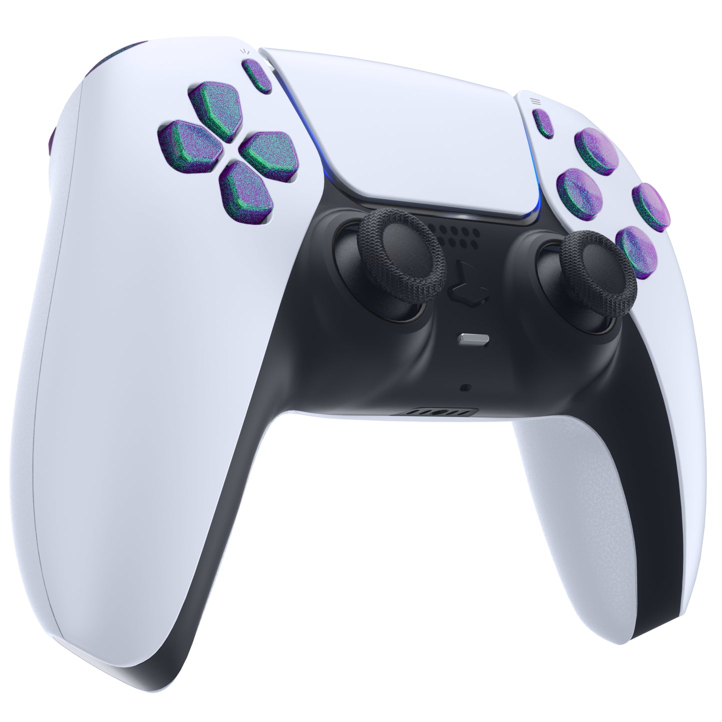eXtremeRate PS5コントローラーBDM-010/020対応交換対応用フルセットボタン【カメレオングリーンパープル】