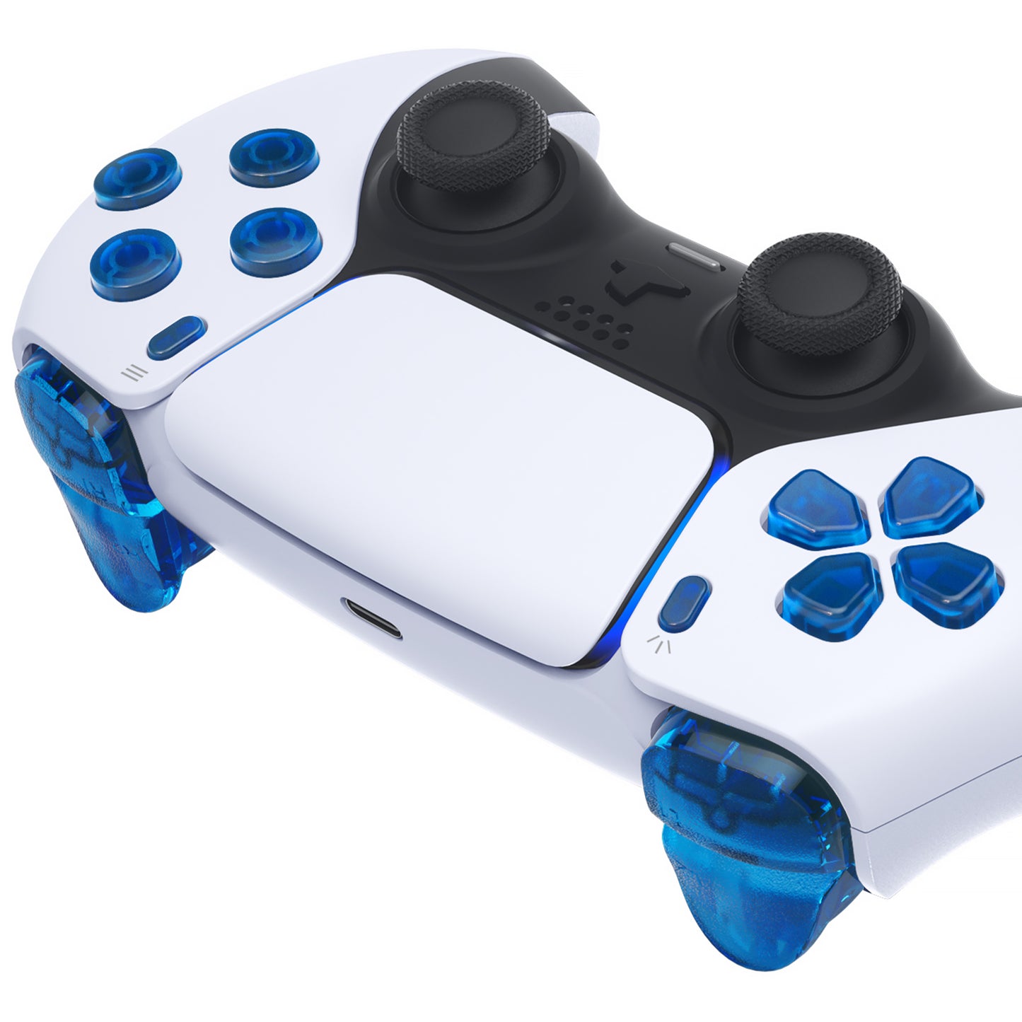 eXtremeRate PS5コントローラーBDM-010/020対応交換対応用フルセットボタン【クリアブルー】
