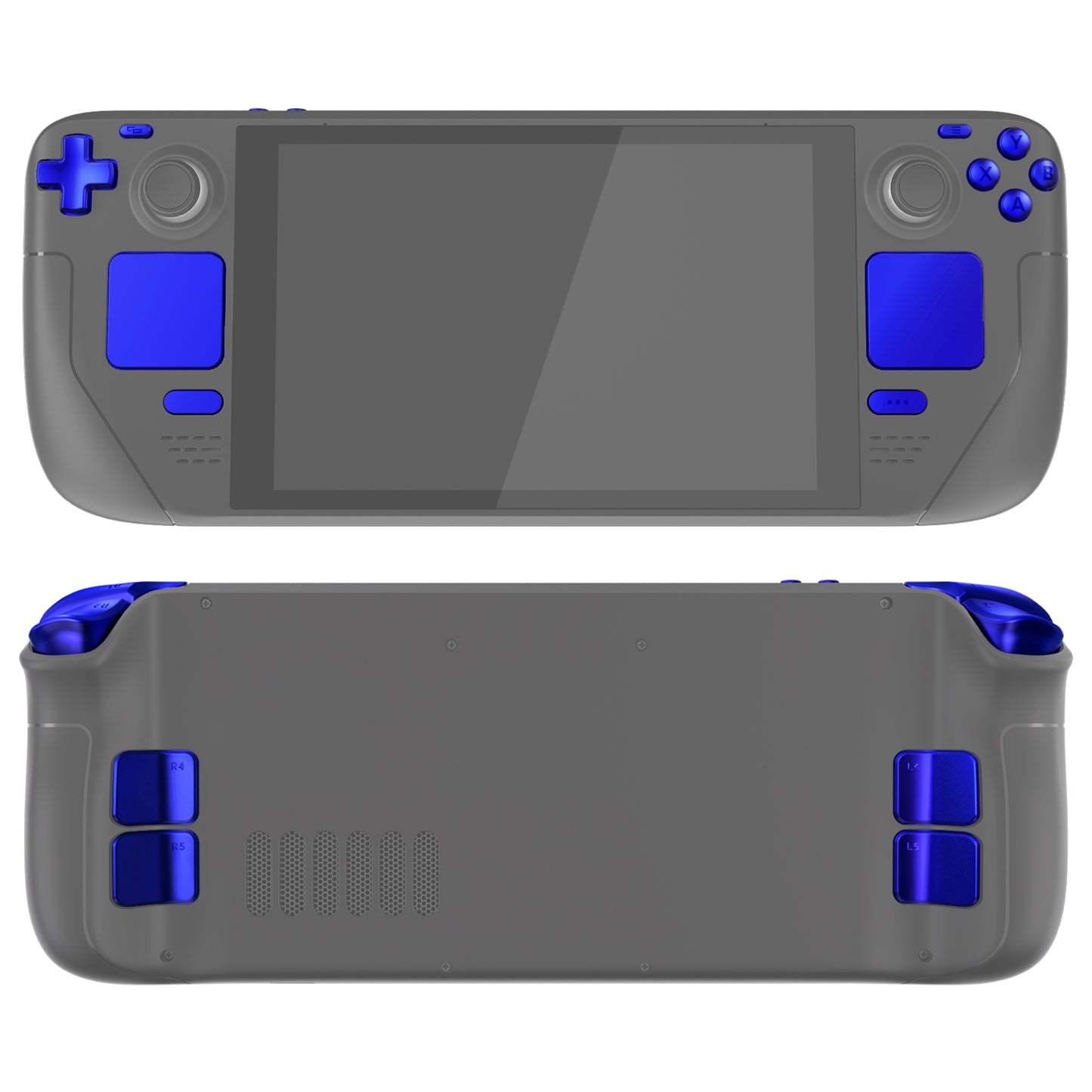 eXtremeRate スチームデックLCD対応用交換フルセットボタン【クロムブルー】