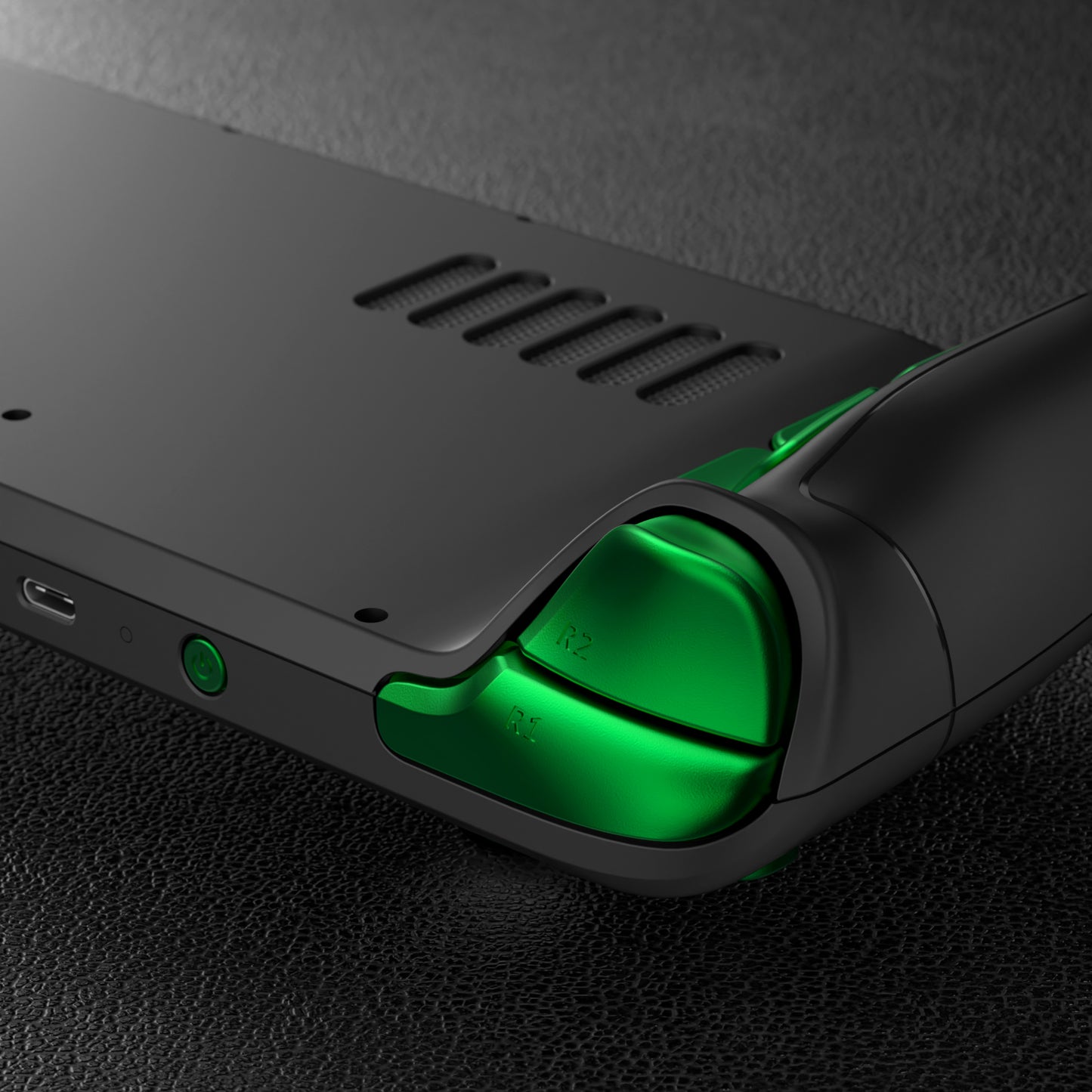 eXtremeRate スチームデックLCD対応用交換フルセットボタン【クロムグリーン】