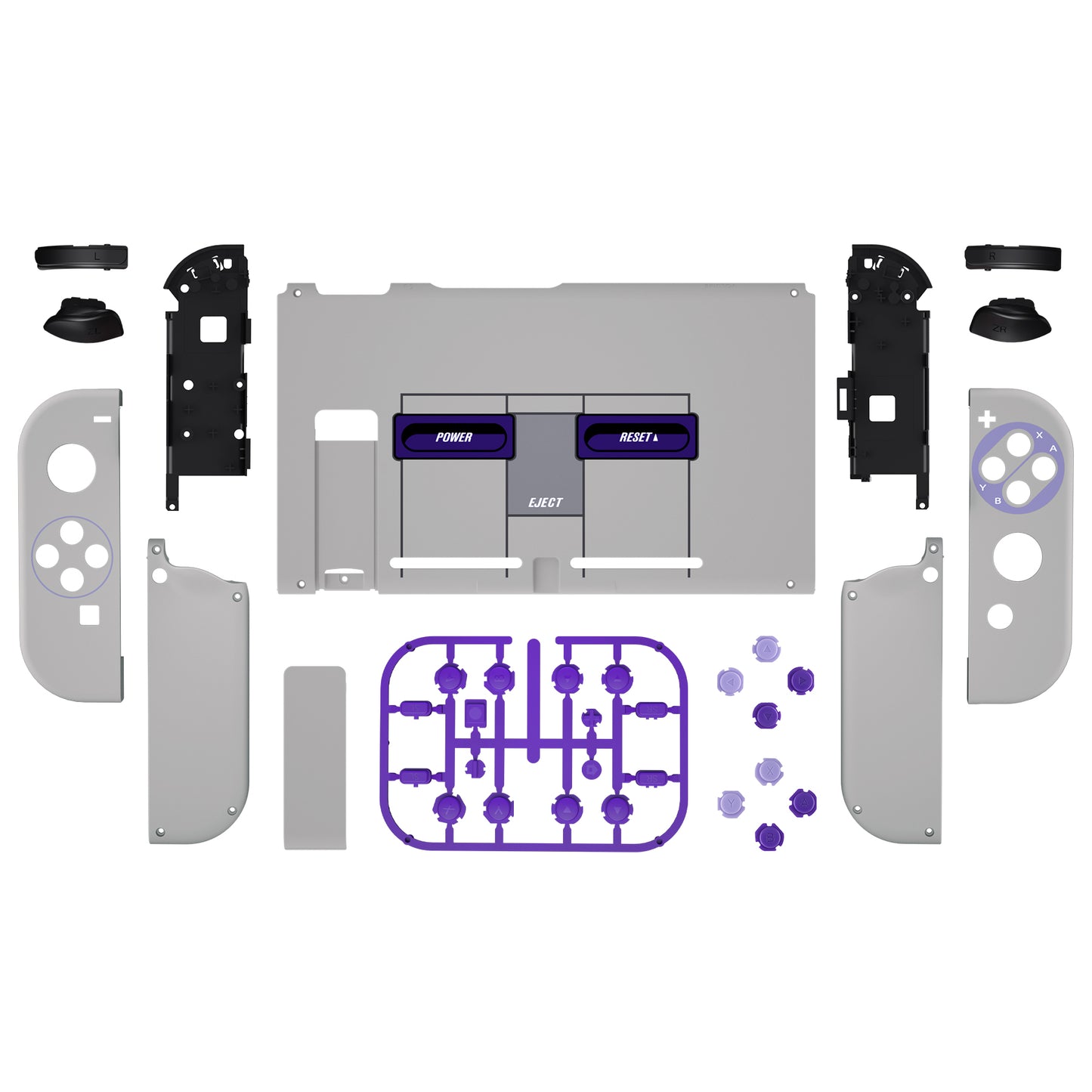 eXtremeRate Nintendo Switch用交換フルセットシェル&ボタン【クラシックSNESスタイル】