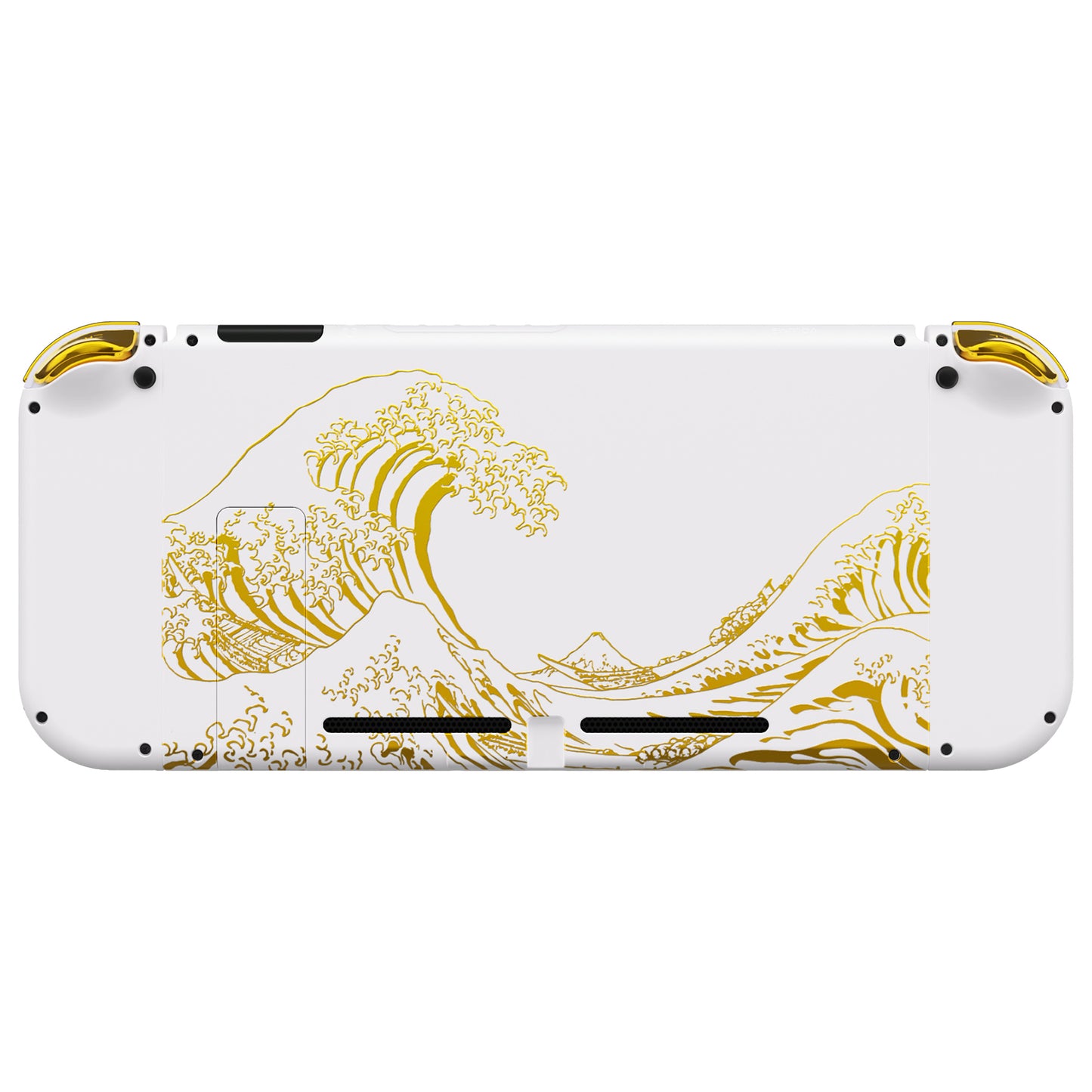 eXtremeRate Nintendo Switch用交換フルセットシェル&ボタン【神奈川沖の金色の波ホワイト】