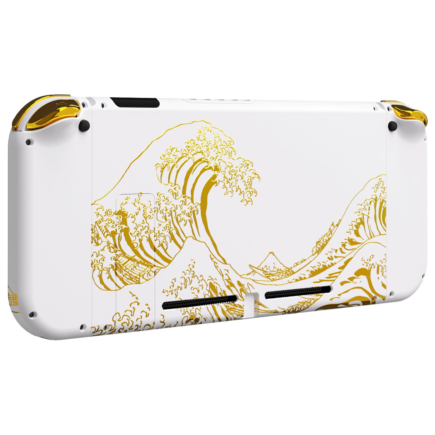 eXtremeRate Nintendo Switch用交換フルセットシェル&ボタン【神奈川沖の金色の波ホワイト】