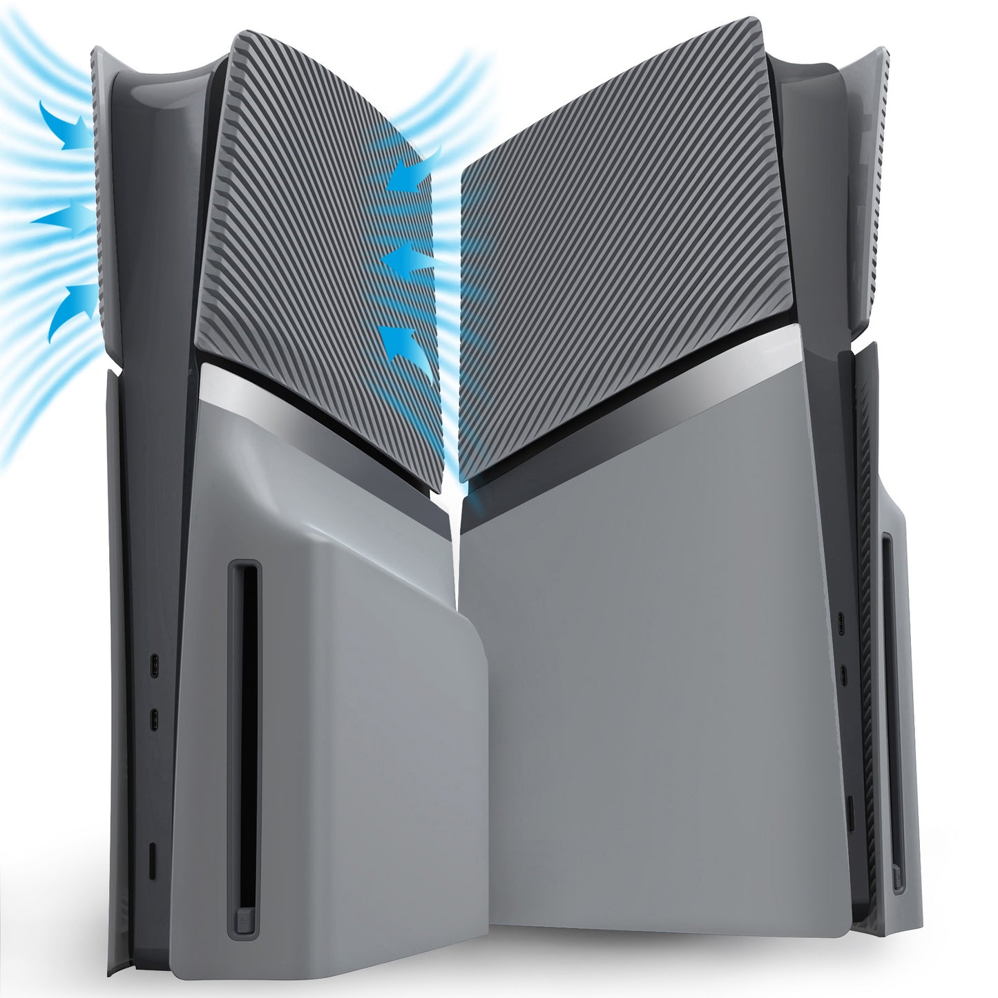 eXtremeRate eXcover PS5 Slim ディスク版対応 交換用外装カバーセット(上下カバー+通気孔付きサイドパネル&バックプレート)【ニューホープグレイ】