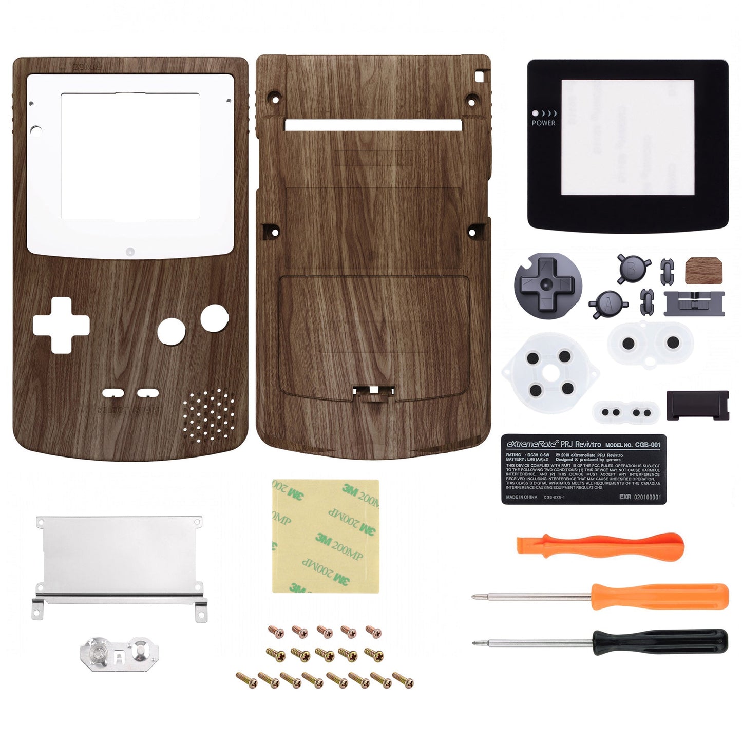 eXtremeRate Retail IPS Ready Upgraded eXtremeRate Wood Grain GBC Replacement Shell Full Housing Cover with Buttons for Gameboy Color - Fit for GBC OSD IPS & Regular IPS & Standard LCD - Console & IPS Screen NOT Included - QCBS2001