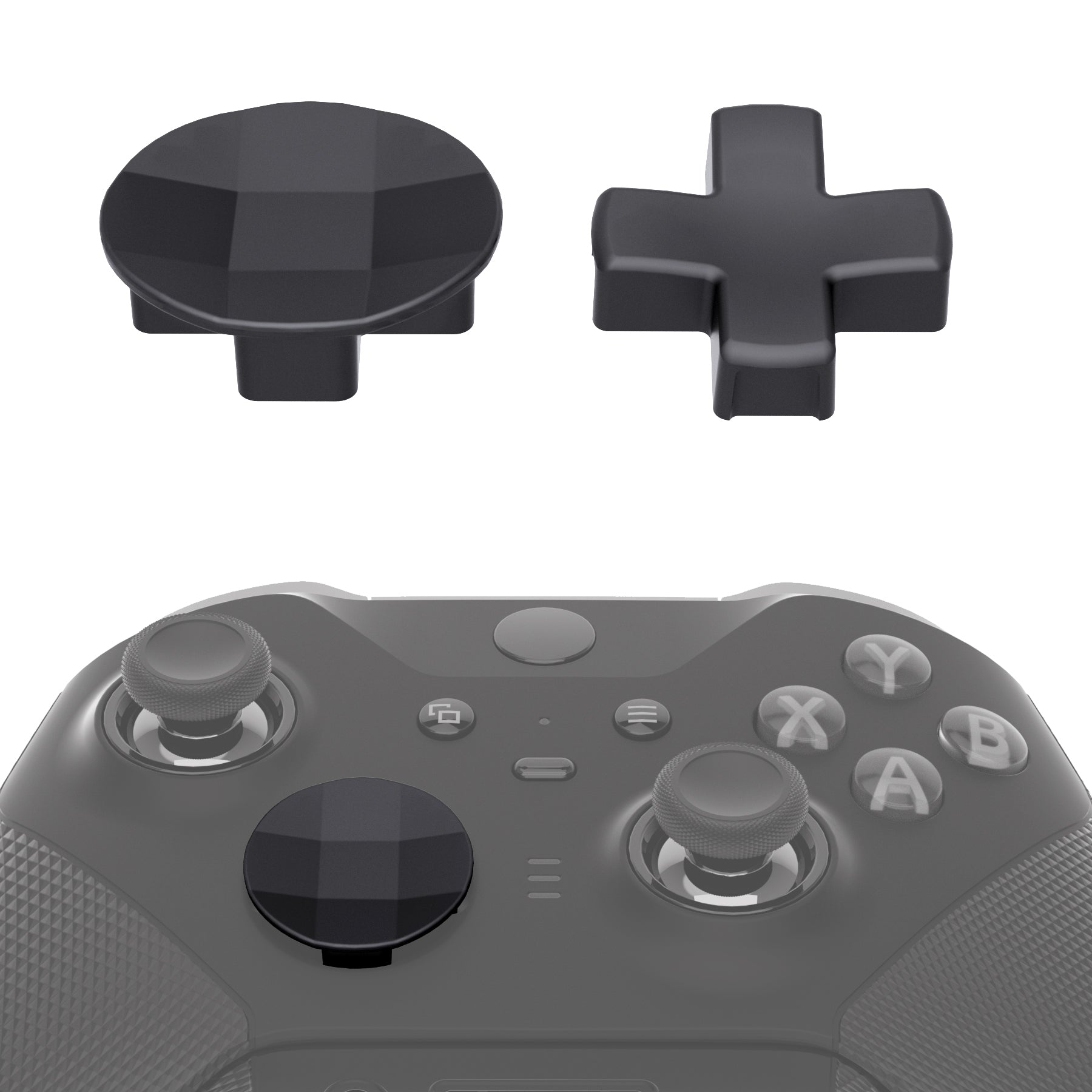 eXtremeRate Retail 2 pcs Metalic Black Magnetic Stainless Steel D-Pads for Xbox One Elite & Xbox One Elite Series 2 Controller - IL401