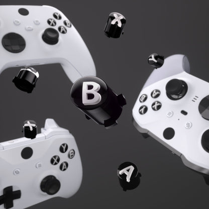 eXtremeRate Retail Three-Tone Black & Clear & White ABXY Action Buttons with Classic Symbols for Xbox Series X & S Controller & Xbox One S/X & Xbox One Elite V1/V2 Controller - JDX3M001