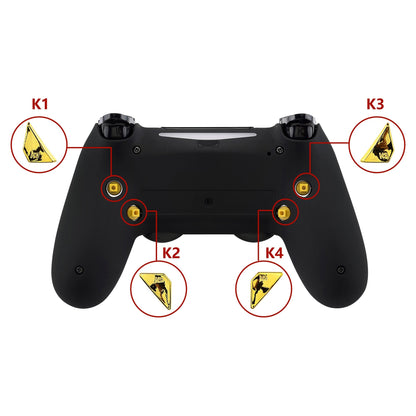 eXtremeRate Retail Chrome Gold Replacement Redesigned Back Buttons K1 K2 K3 K4 Paddles for eXtremeRate ps4 Controller Dawn Remap Kit - P4GZ016