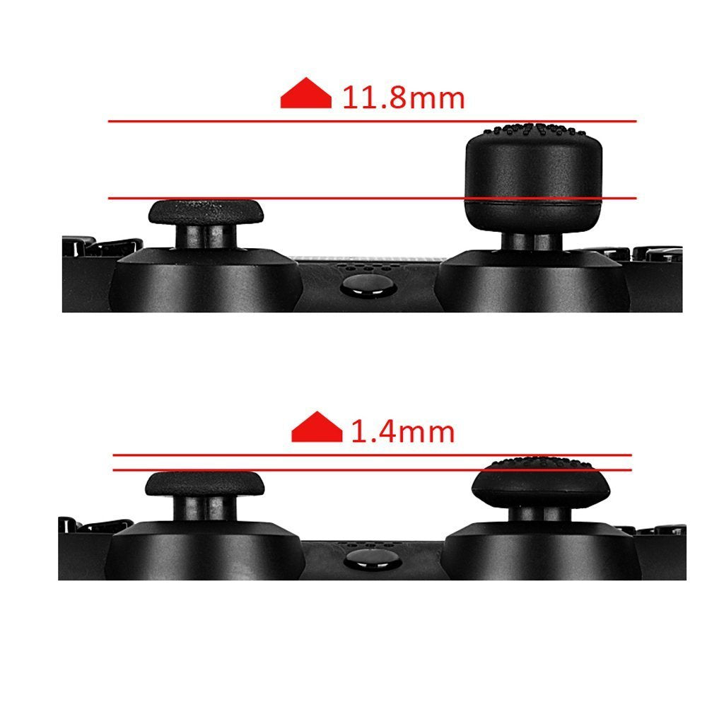 eXtremeRate Retail 8 Black Silicone Rubber Precision Platporm Raised Analog Sticks Thumb Grips for ps4 Slim ps4 Pro Thumbsticks - ZXBJ122