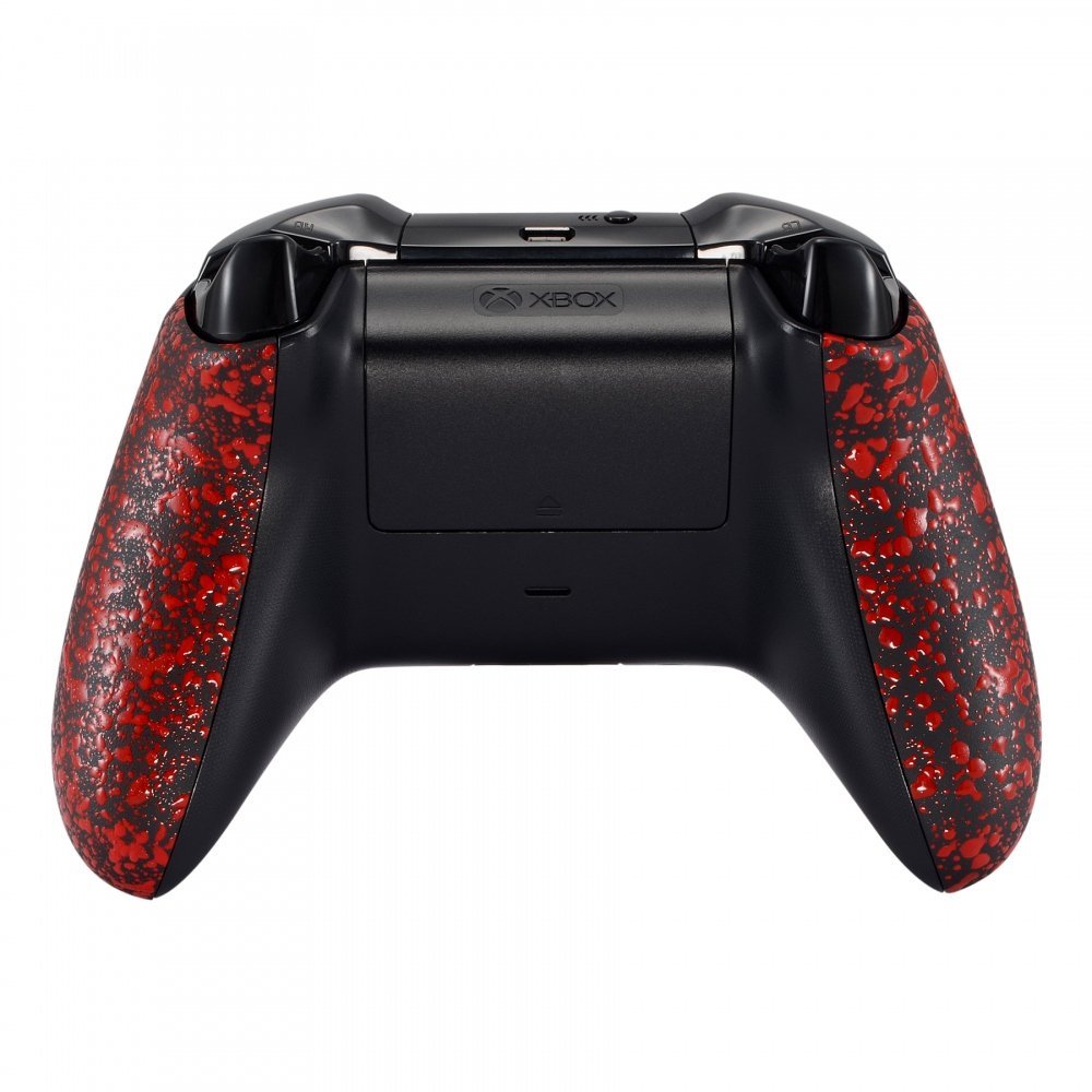 eXtremeRate Retail Textured Red Back Panels Comfortable Non-slip Side Rails Replacement Parts for Xbox One X & One S Controller - SXOJ0109