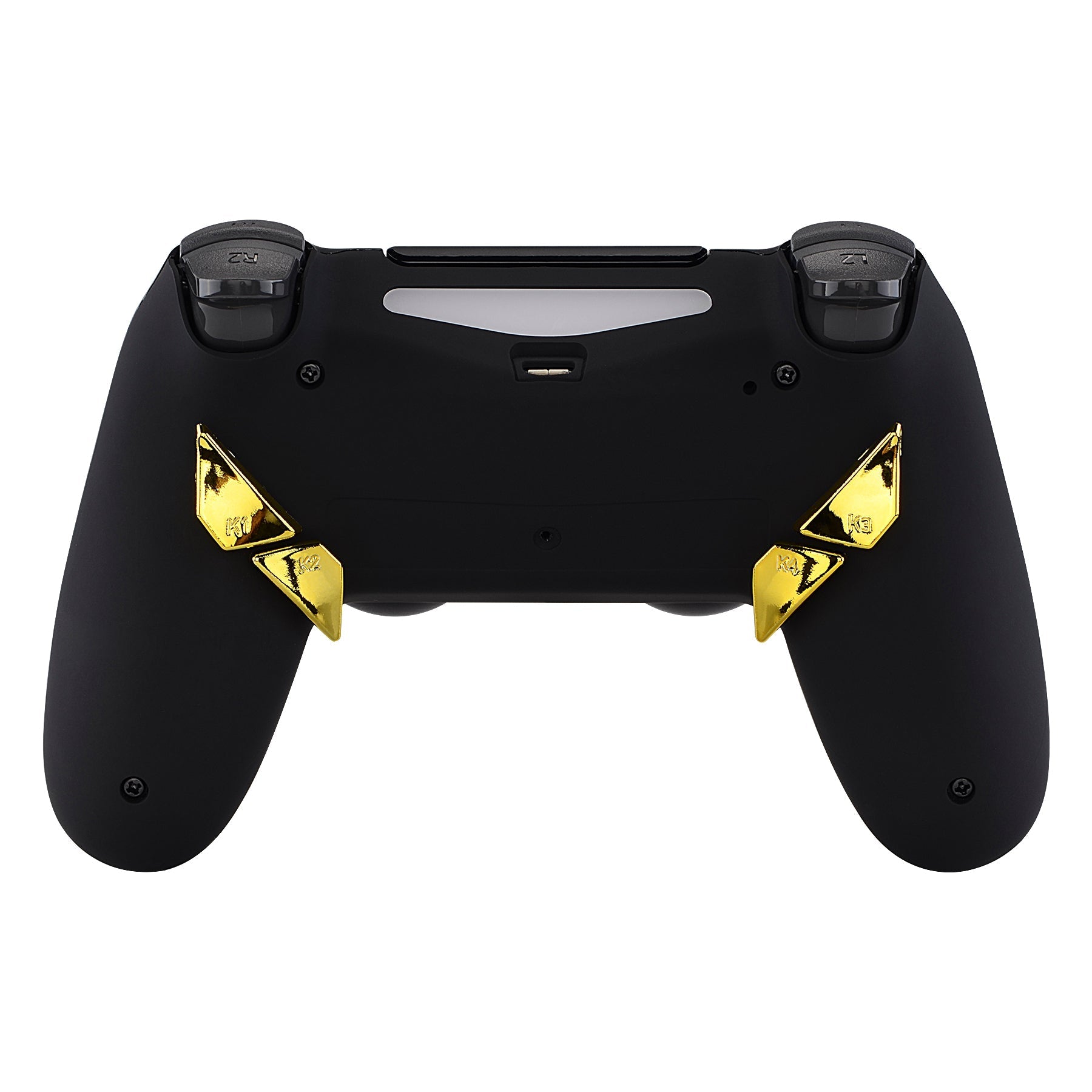 eXtremeRate Retail Chrome Gold Replacement Redesigned Back Buttons K1 K2 K3 K4 Paddles for eXtremeRate ps4 Controller Dawn Remap Kit - P4GZ016