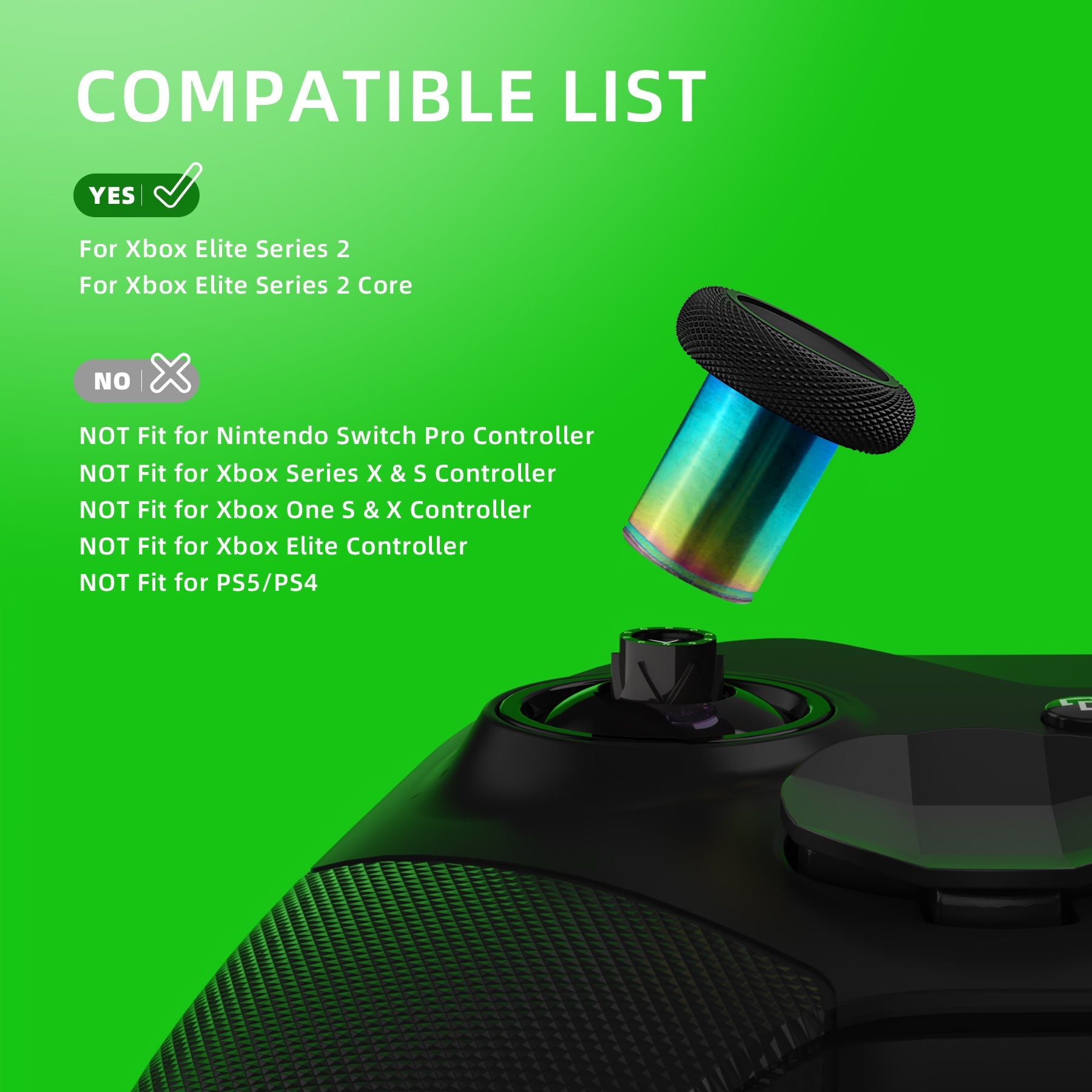 6 in 1 Metal Replacement Thumbsticks for Xbox Elite Series 2 & Elite 2 Core Controller (Model 1797) - Black & Metallic Rainbow Aura Blue & Purple eXtremeRate