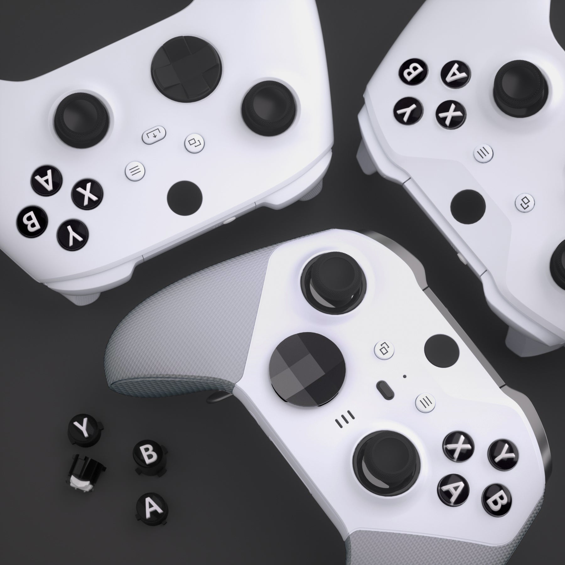 eXtremeRate Retail Three-Tone Black & Clear & White ABXY Action Buttons with Classic Symbols for Xbox Series X & S Controller & Xbox One S/X & Xbox One Elite V1/V2 Controller - JDX3M001