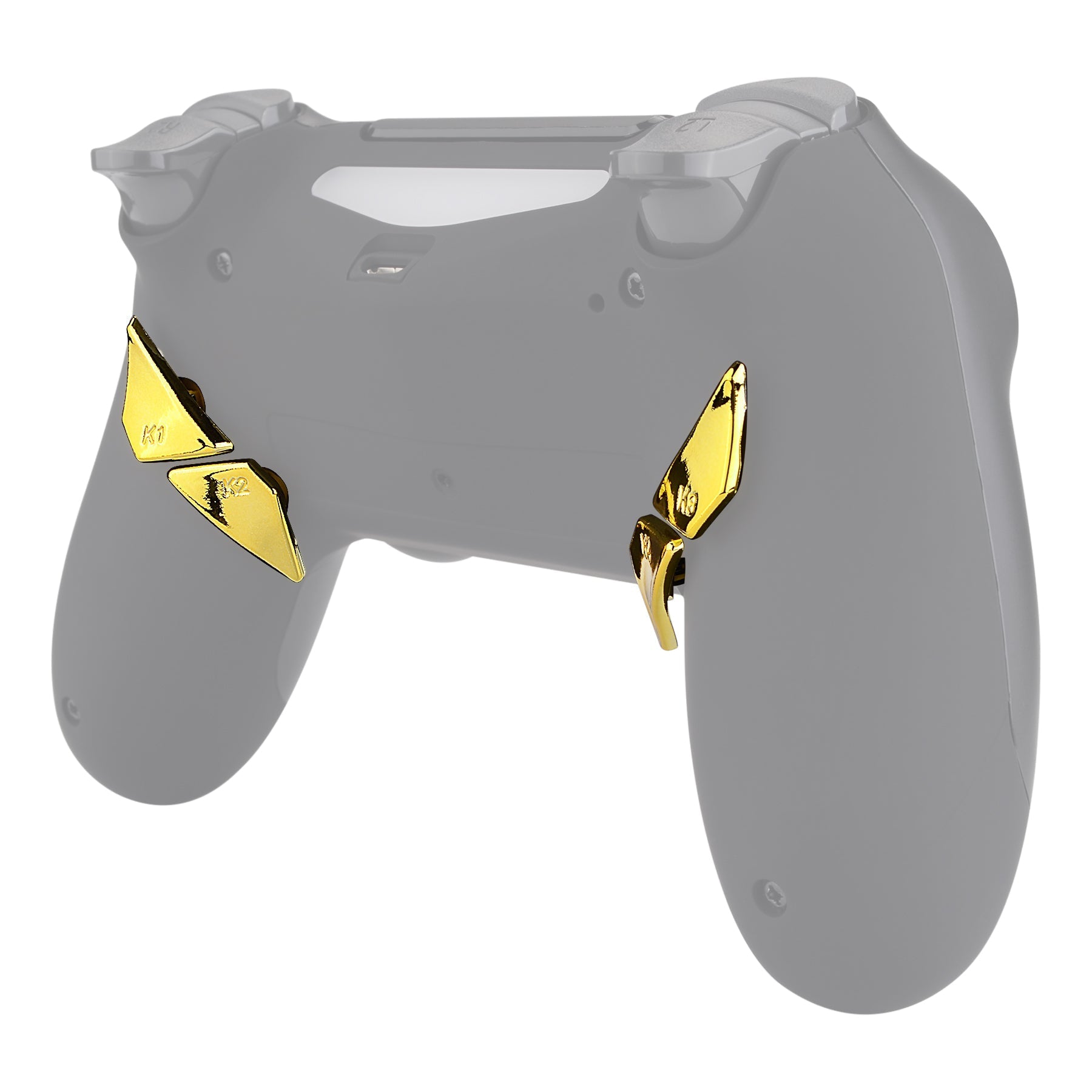 eXtremeRate Retail Chrome Gold Replacement Redesigned Back Buttons K1 K2 K3 K4 Paddles for eXtremeRate ps4 Controller Dawn Remap Kit - P4GZ016