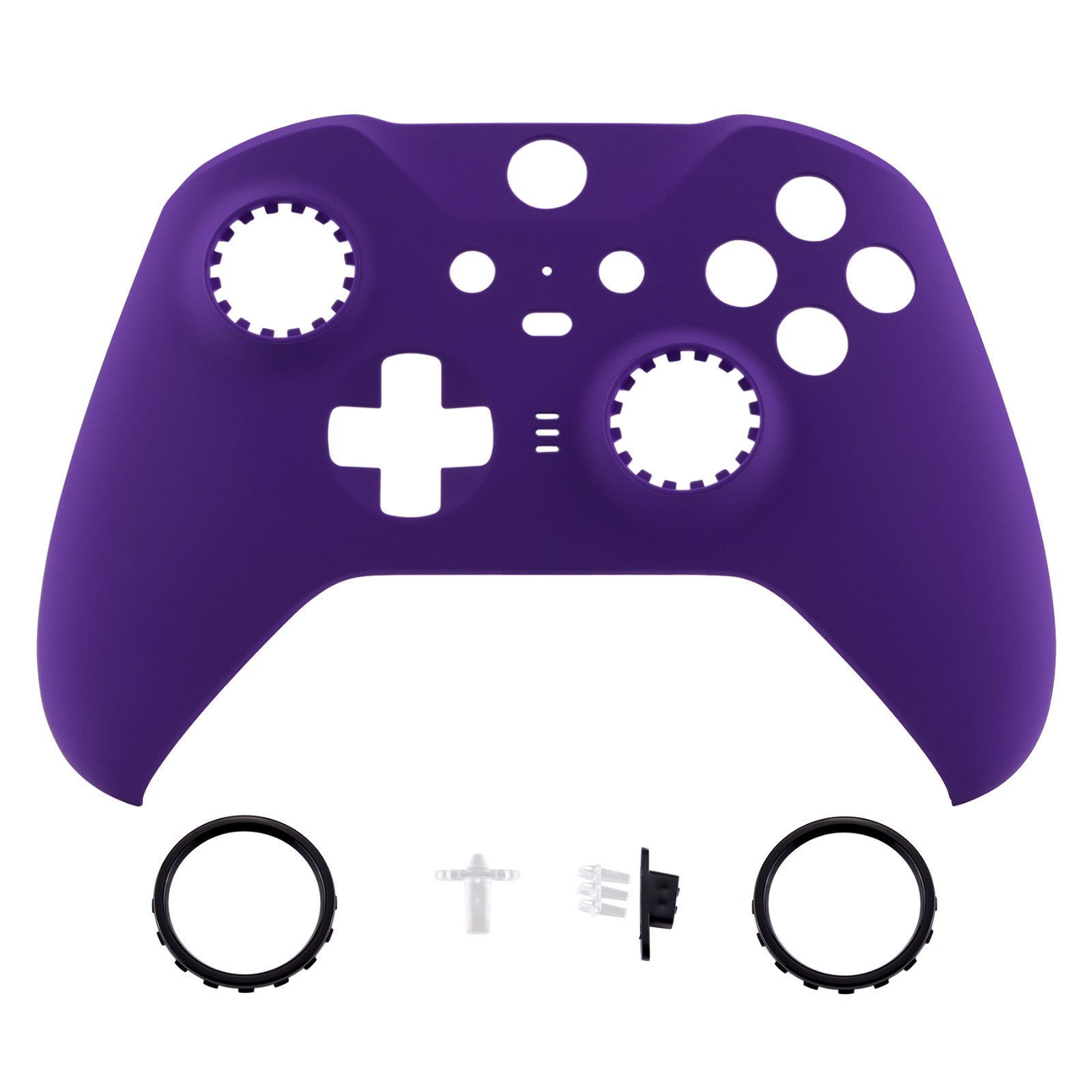 Purple Soft Touch Grip Faceplate Cover, Front Housing Shell Case Replacement Kit for Xbox One Elite Series 2 Controller (Model 1797 and Core Model 1797) - Thumbstick Accent Rings Included - ELP307 eXtremeRate