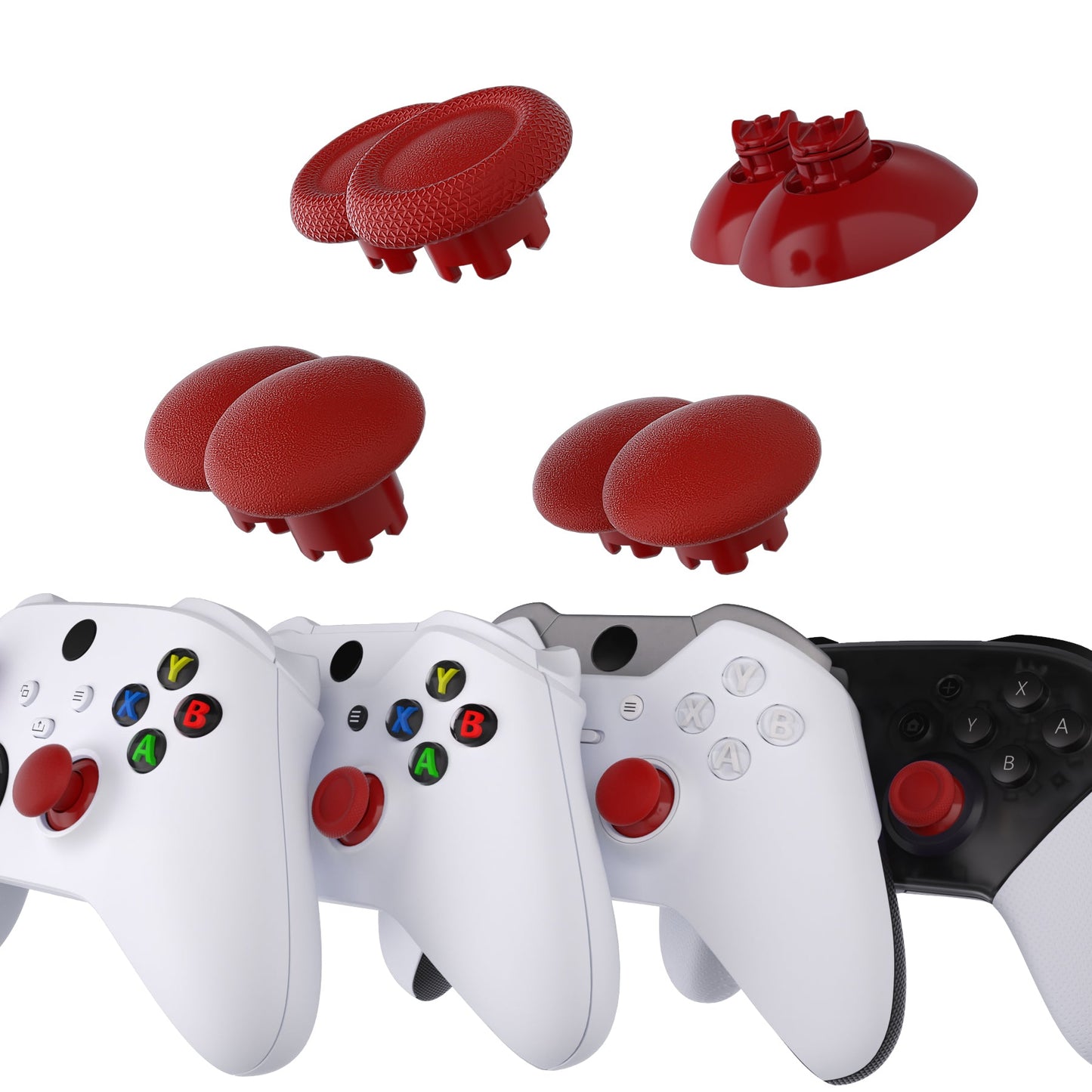 eXtremeRate EDGE Sticks Replacement Interchangeable Thumbsticks for Xbox Series X/S & Xbox Core & Xbox One X/S & Xbox Elite V1 & NS Switch Pro Controller - Carmine Red eXtremeRate