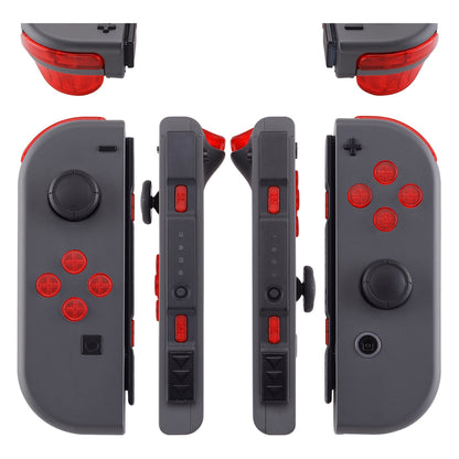 eXtremeRate Retail Transparent Clear Red Replacement ABXY Direction Keys SR SL L R ZR ZL Trigger Buttons Springs, Full Set Buttons Repair Kits with Tools for NS Switch JoyCon & OLED JoyCon - JoyCon Shell NOT Included - AJ105