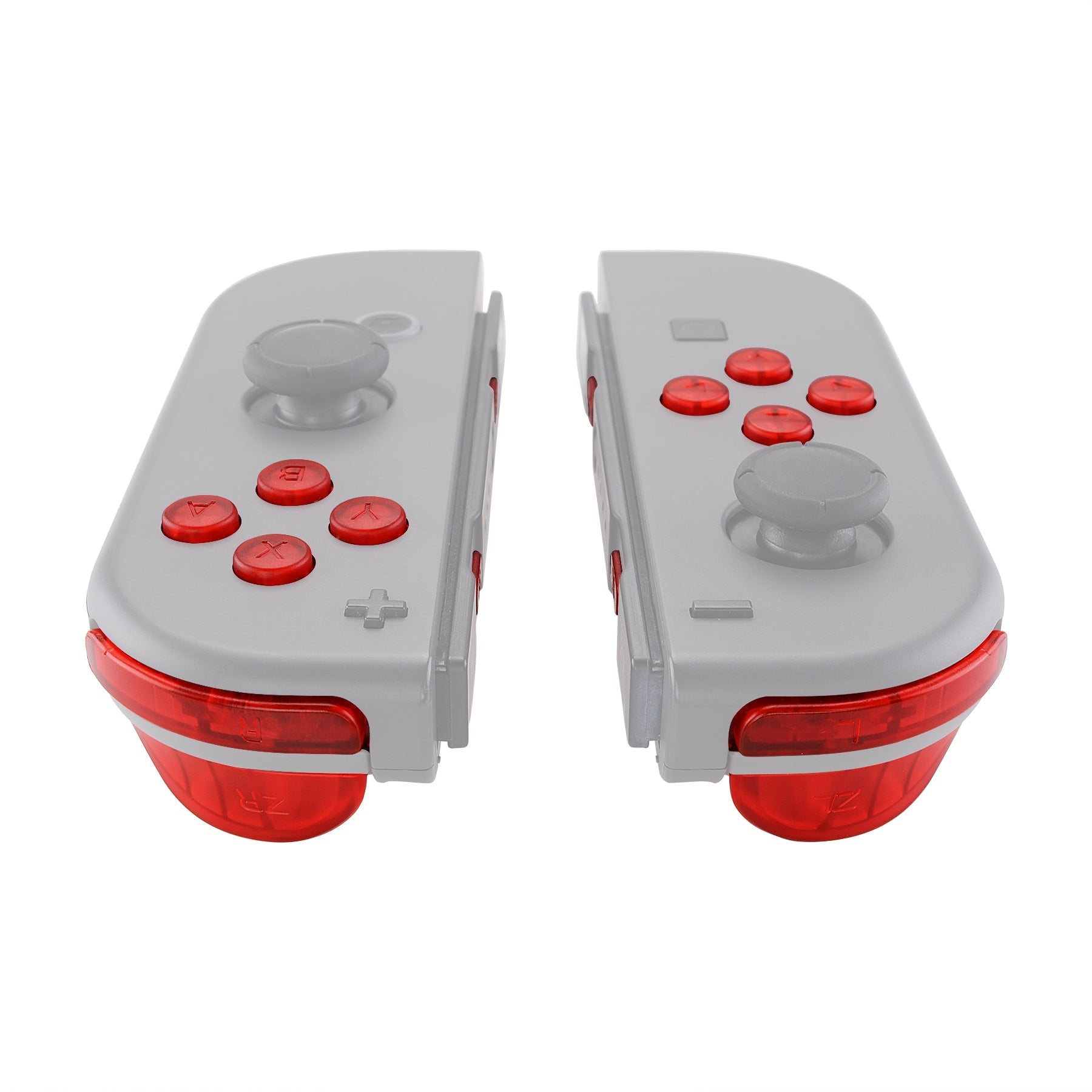 eXtremeRate Retail Transparent Clear Red Replacement ABXY Direction Keys SR SL L R ZR ZL Trigger Buttons Springs, Full Set Buttons Repair Kits with Tools for NS Switch JoyCon & OLED JoyCon - JoyCon Shell NOT Included - AJ105