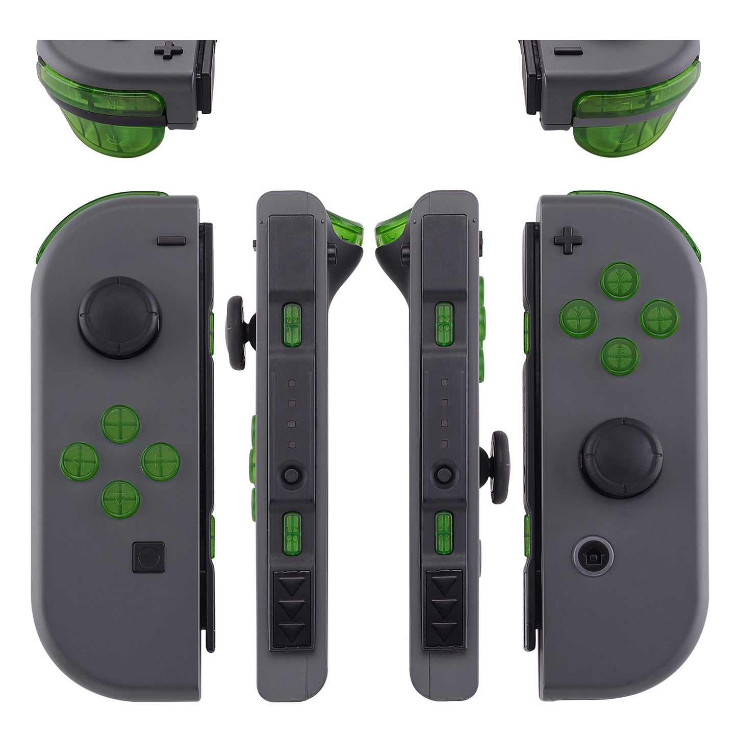 eXtremeRate Retail Transparent Clear Green Replacement ABXY Direction Keys SR SL L R ZR ZL Trigger Buttons Springs, Full Set Buttons Repair Kits with Tools for NS Switch JoyCon & OLED JoyCon - JoyCon Shell NOT Included - AJ106