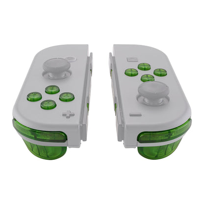 eXtremeRate Retail Transparent Clear Green Replacement ABXY Direction Keys SR SL L R ZR ZL Trigger Buttons Springs, Full Set Buttons Repair Kits with Tools for NS Switch JoyCon & OLED JoyCon - JoyCon Shell NOT Included - AJ106