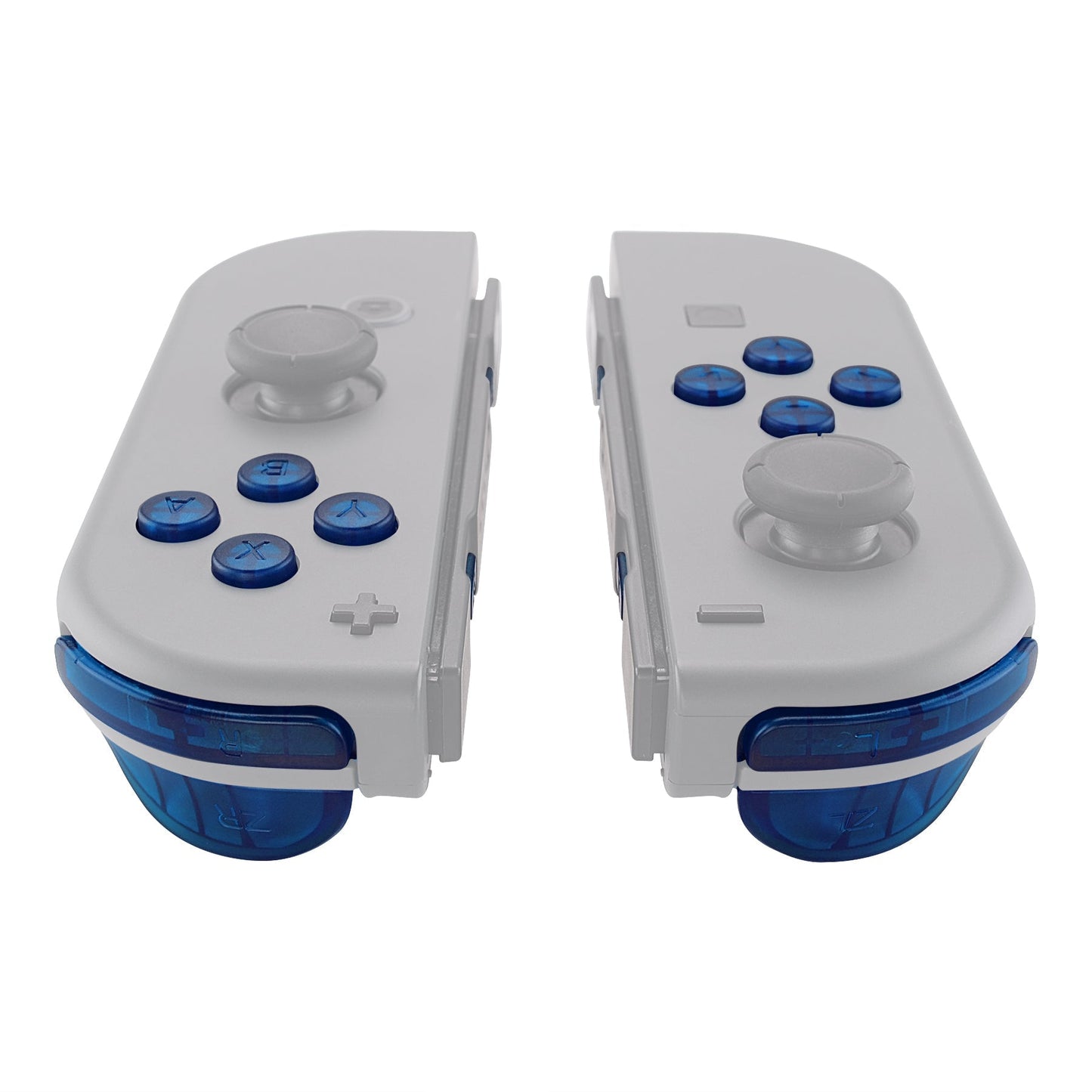 eXtremeRate Retail Transparent Clear Blue Replacement ABXY Direction Keys SR SL L R ZR ZL Trigger Buttons Springs, Full Set Buttons Repair Kits with Tools for NS Switch JoyCon & OLED JoyCon - JoyCon Shell NOT Included - AJ107